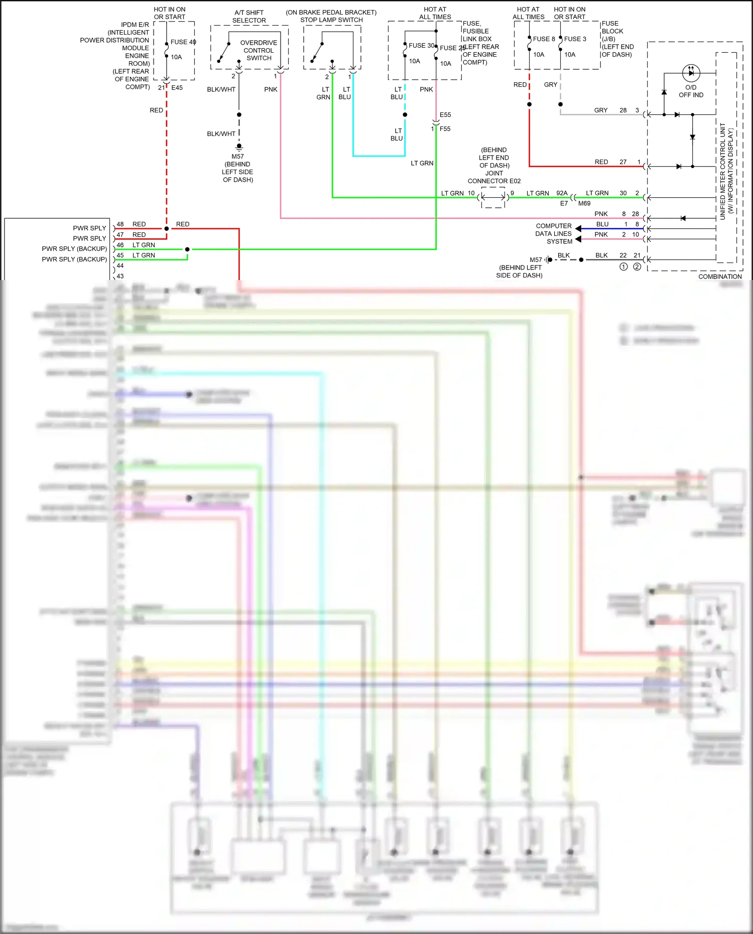 Wiring diagram overdrive control switch for Nissan Versa II facelift (2014-2019) (1 of 2)