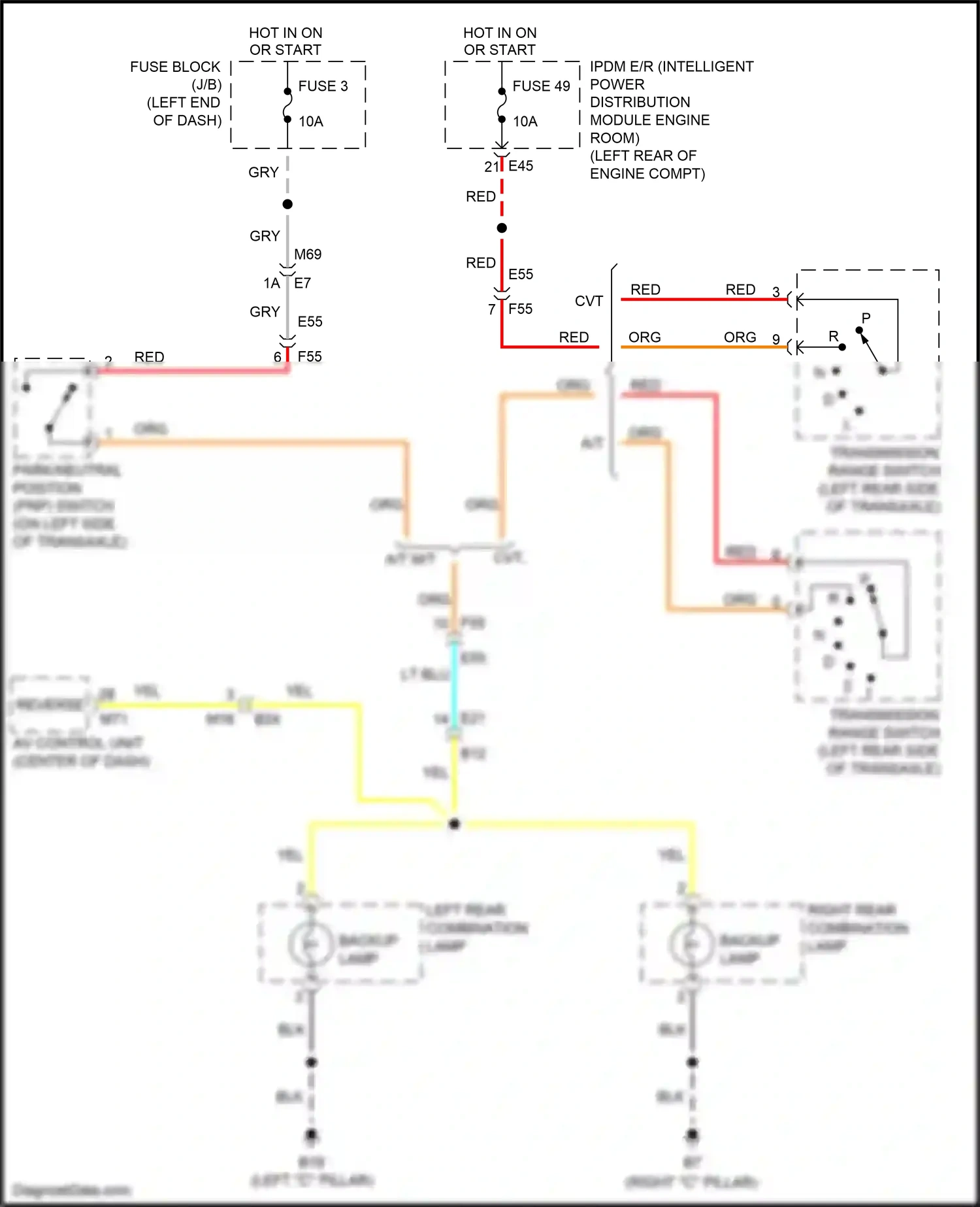 Wiring diagram transmission range switch for Nissan Versa II facelift (2014-2019) (2 of 6)