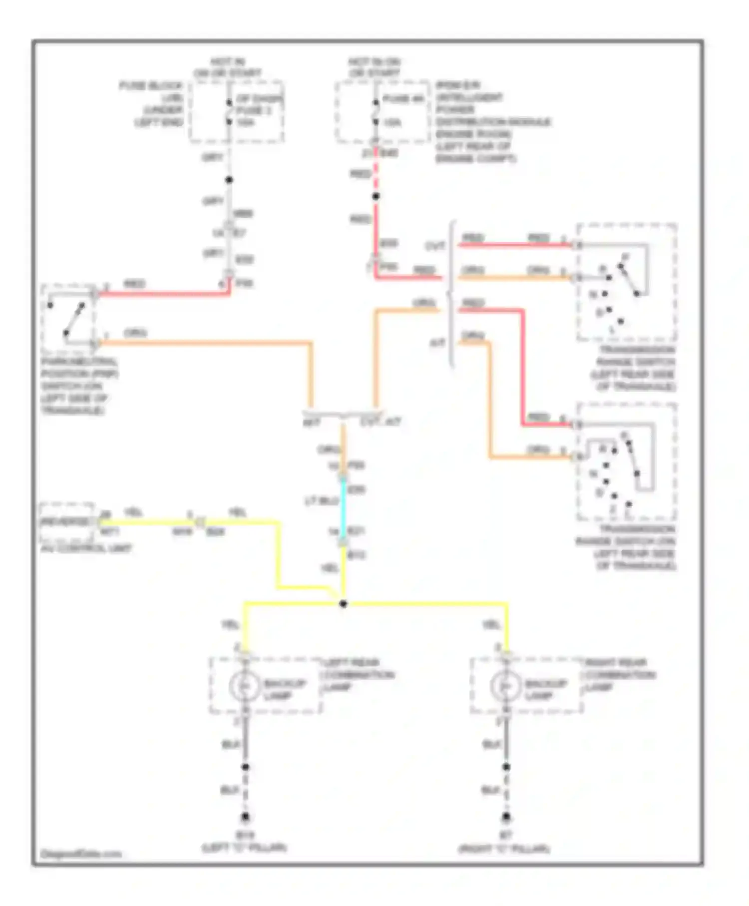 Wiring diagram backup lamp for Nissan Versa II (2012-2014) (1 of 1)