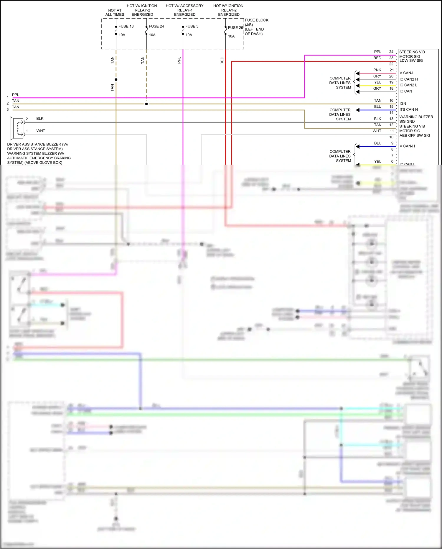 Wiring diagram aeb off switch for Nissan Versa III (2019-2022) (1 of 4)