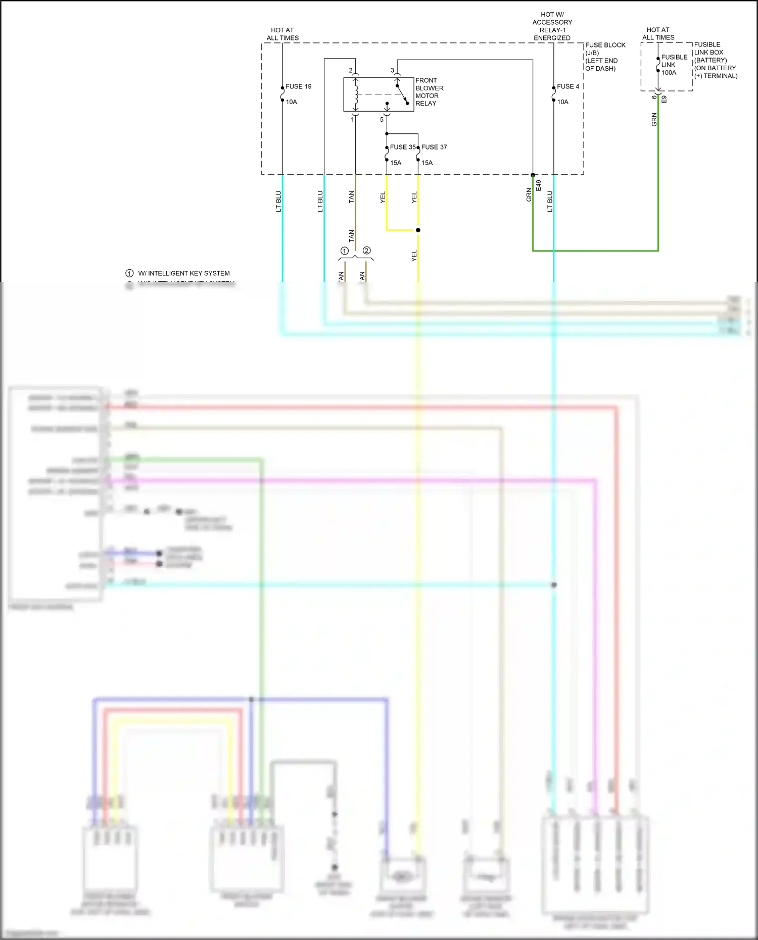 Wiring diagram front blower switch for Nissan Versa III (2019-2022) (2 of 2)