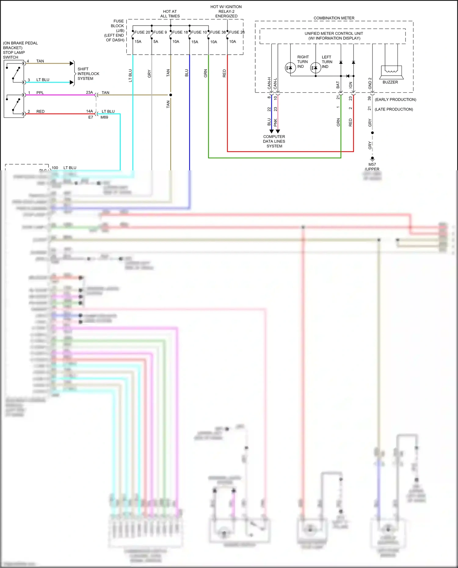 Wiring diagram hazard switch for Nissan Versa III (2019-2022) (1 of 3)