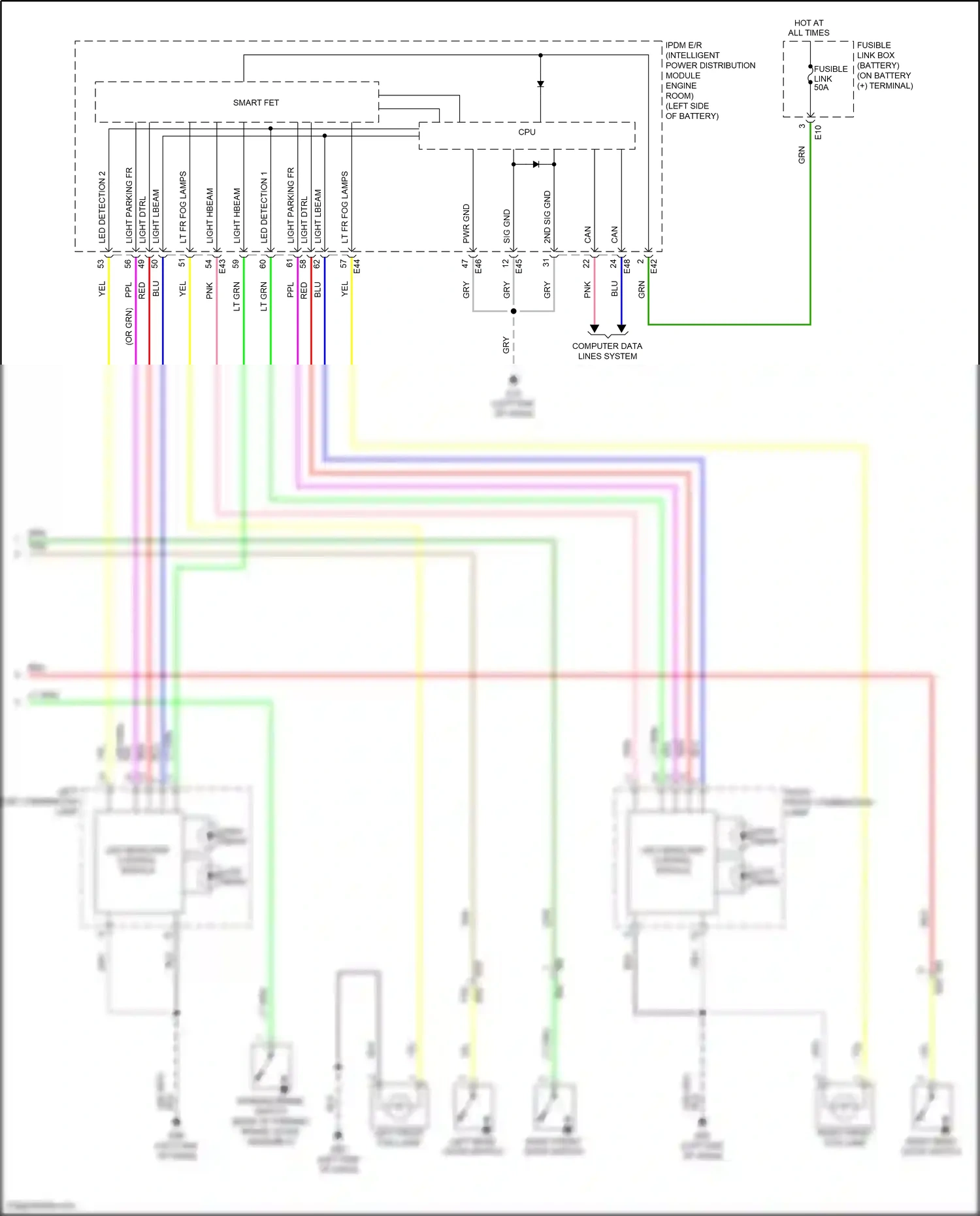 Wiring diagram low beam for Nissan Versa III (2019-2022) (2 of 2)