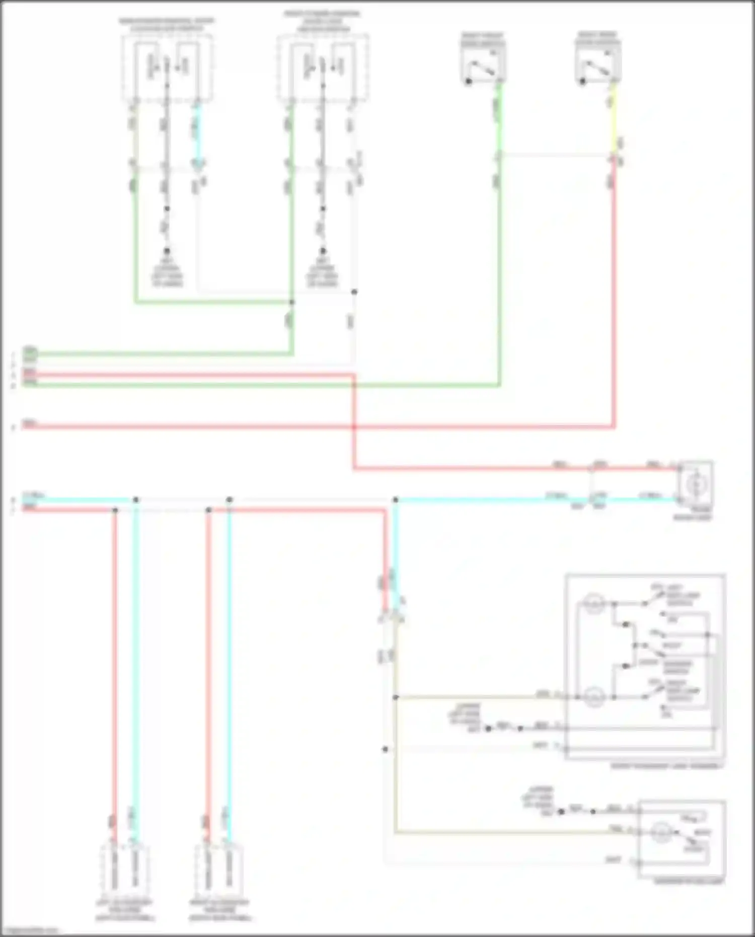 Wiring diagram main power window, door lock/unlock switch for Nissan Versa III (2019-2022) (1 of 5)