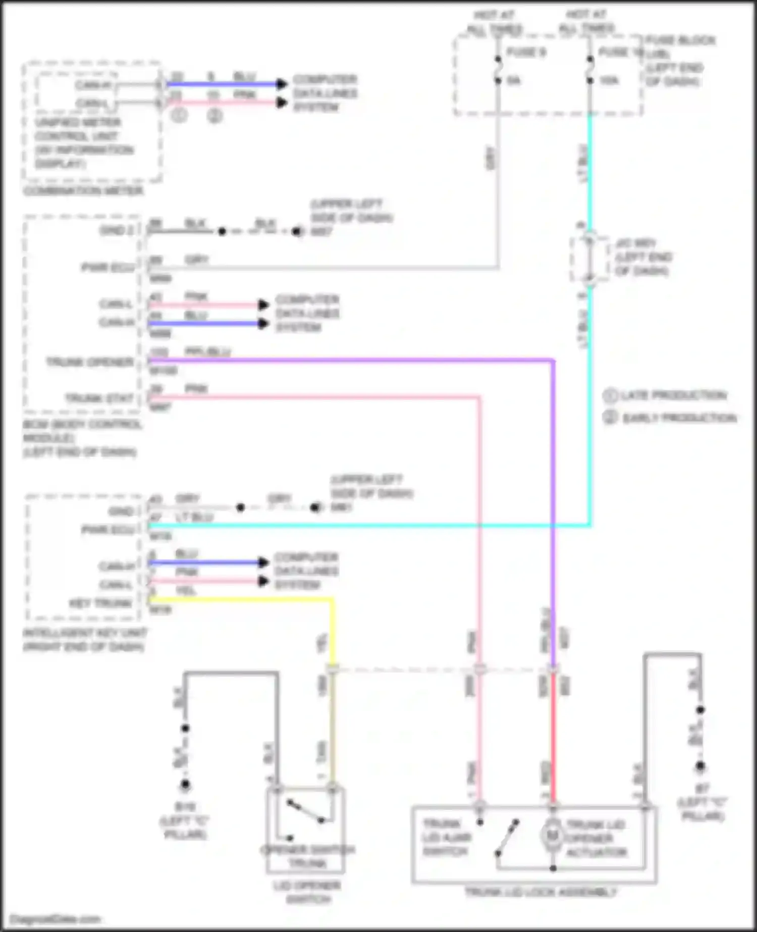 Wiring diagram opener switch trunk lid opener switch for Nissan Versa III (2019-2022) (1 of 1)