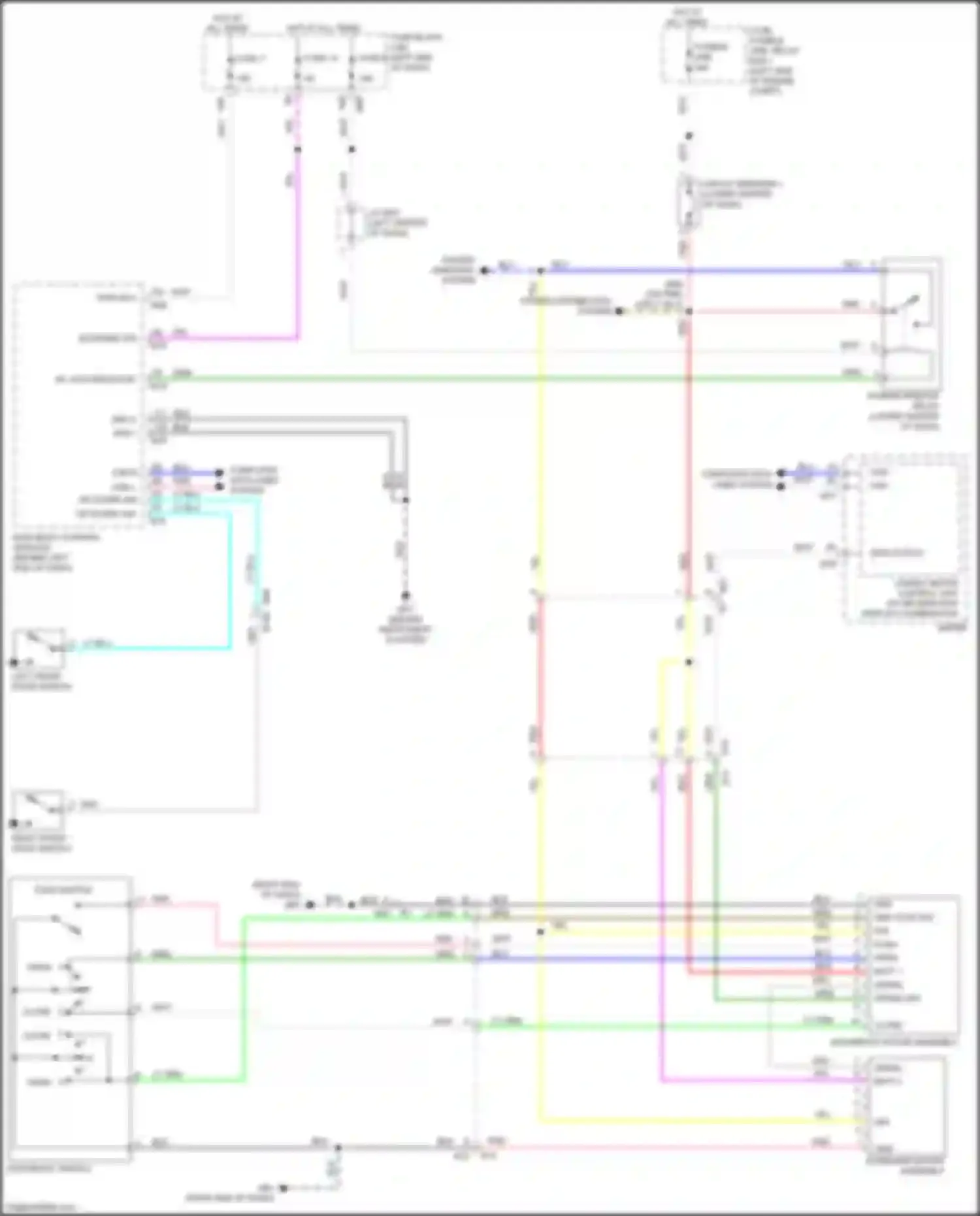 Wiring diagram power windows system for Nissan X-Trail III facelift (2017-2024) (3 of 3)