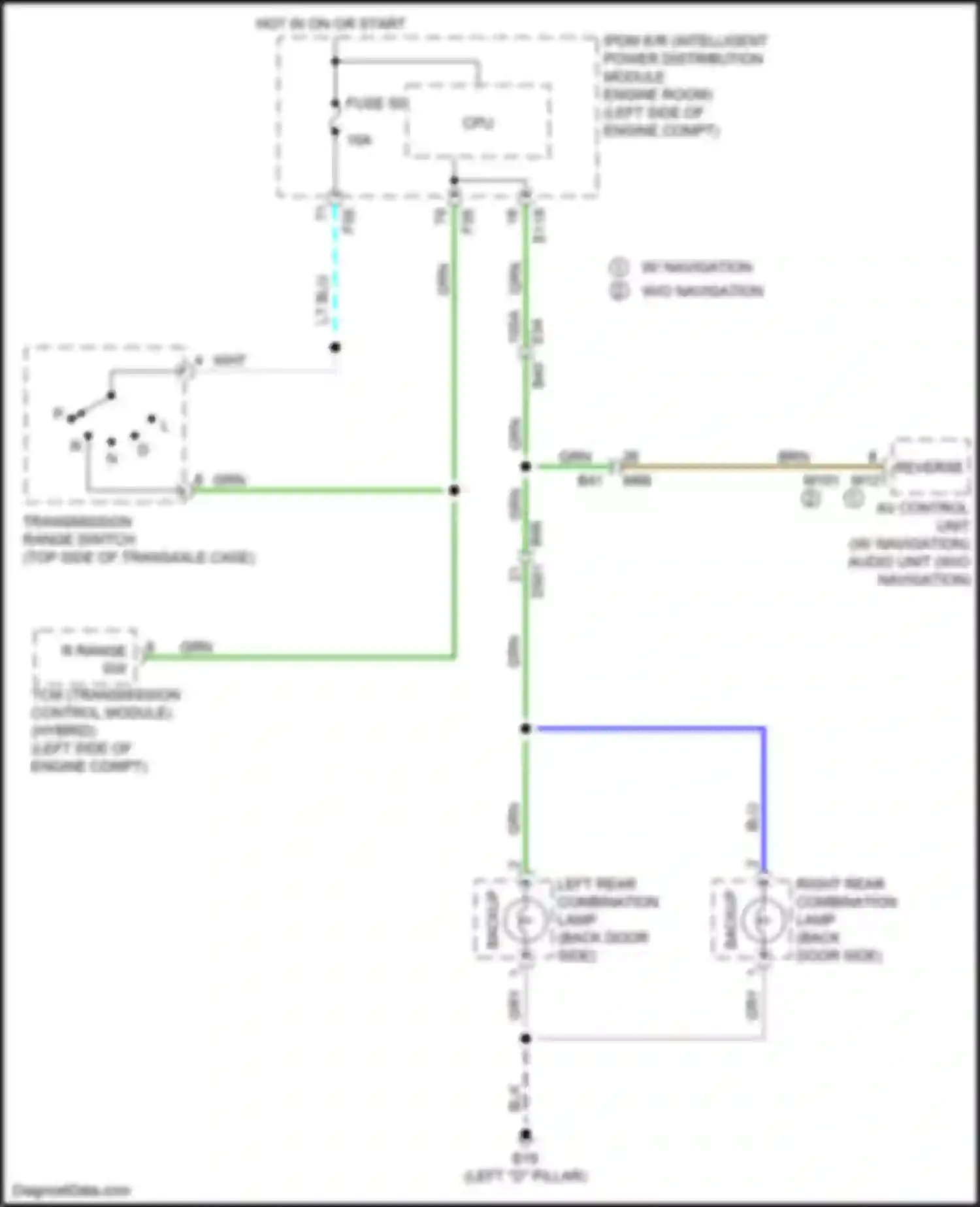 Wiring diagram r range sw for Nissan X-Trail III facelift (2017-2024) (1 of 3)
