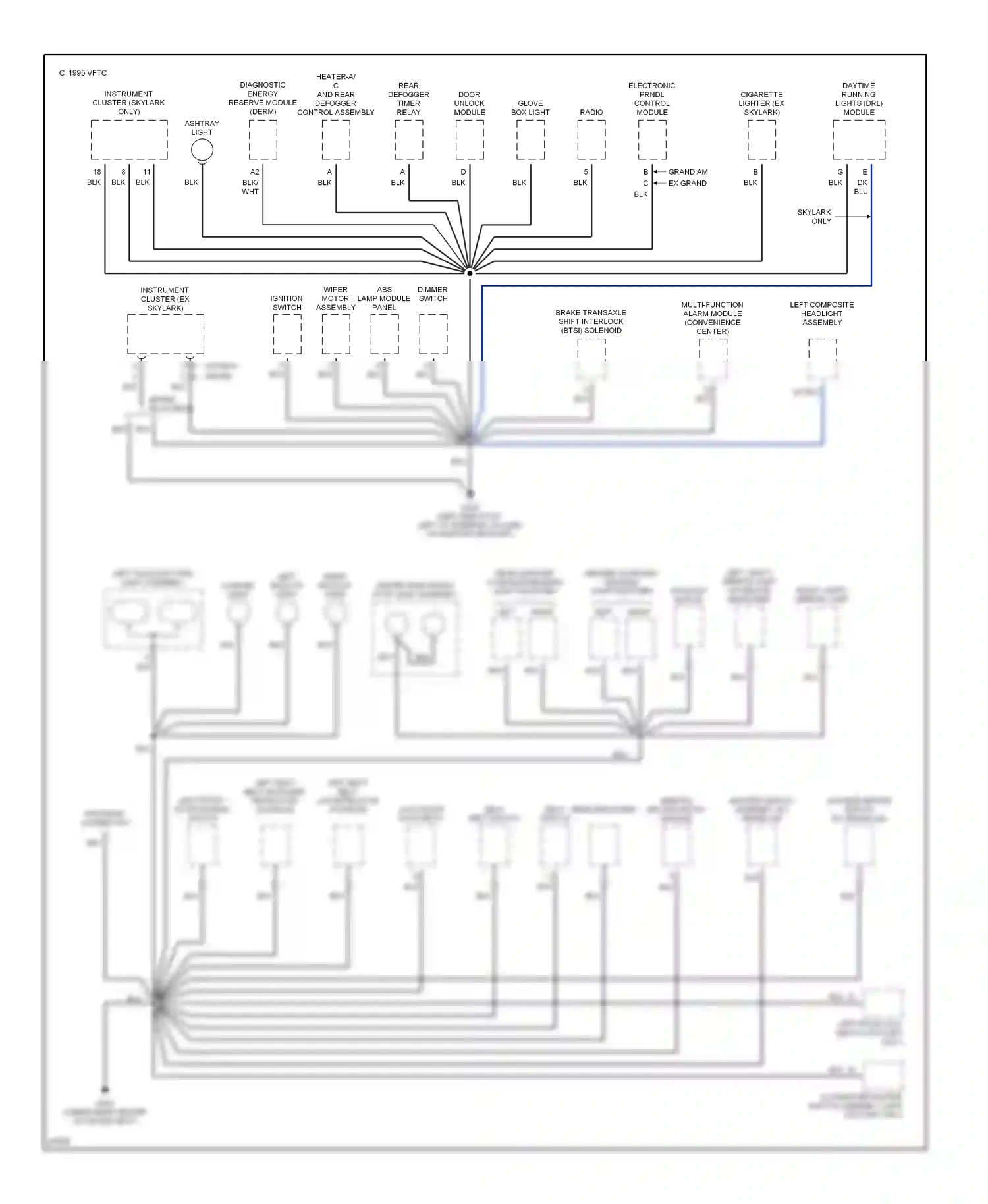 Wiring diagram left composite headlight assembly for Oldsmobile Achieva I (1991-1997) (1 of 2)
