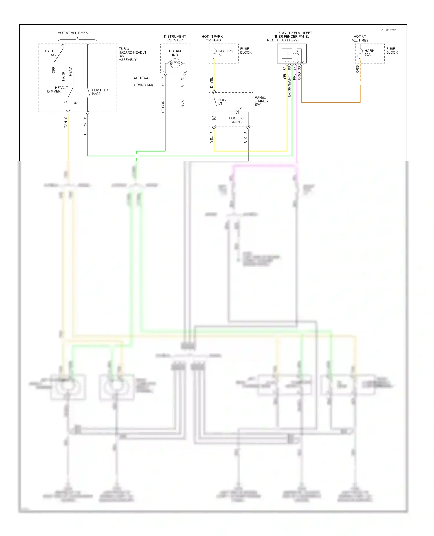 Wiring diagram left composite headlt assembly for Oldsmobile Achieva I (1991-1997) (1 of 1)