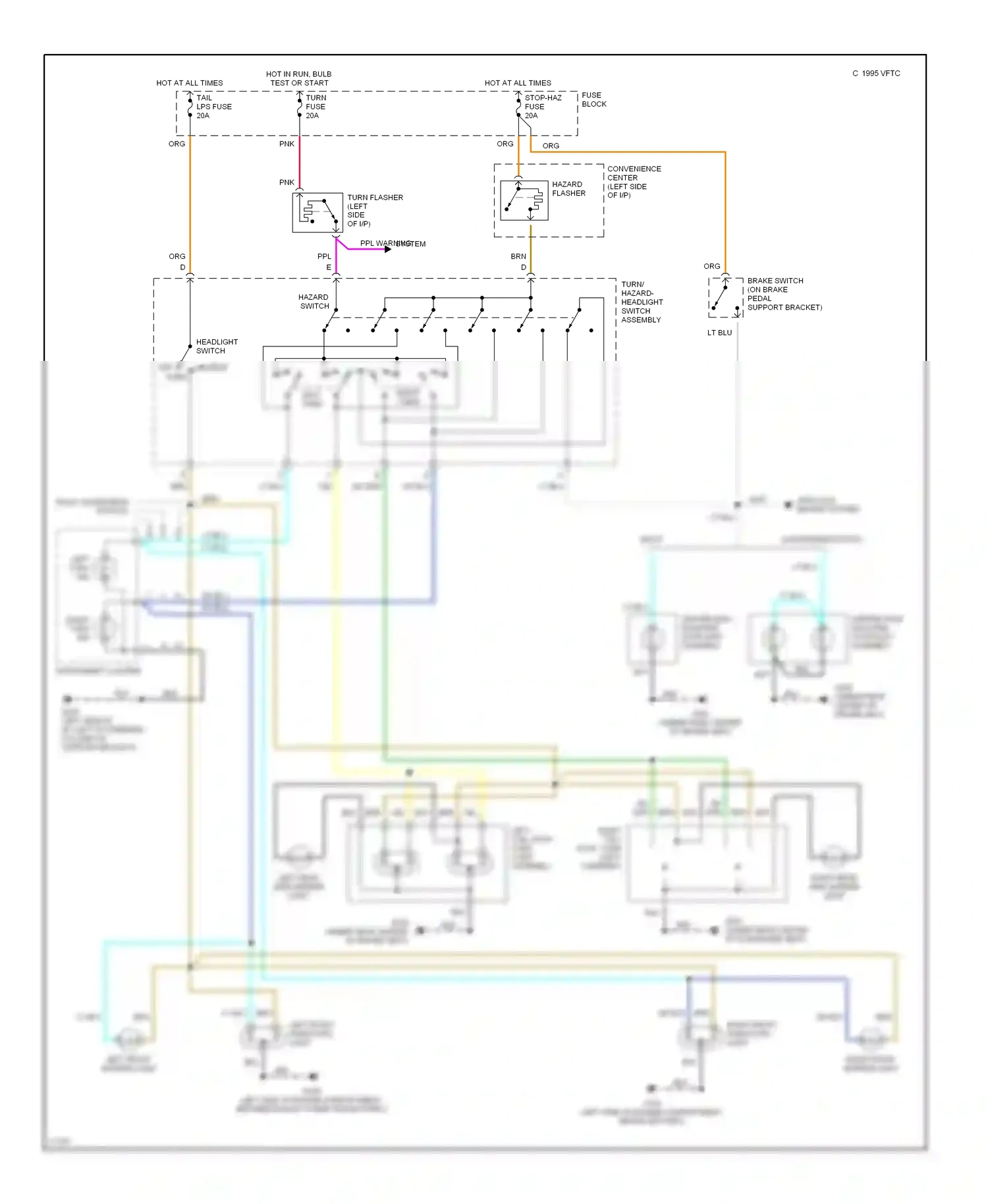 Wiring diagram left front park/turn light for Oldsmobile Achieva I (1991-1997) (1 of 2)