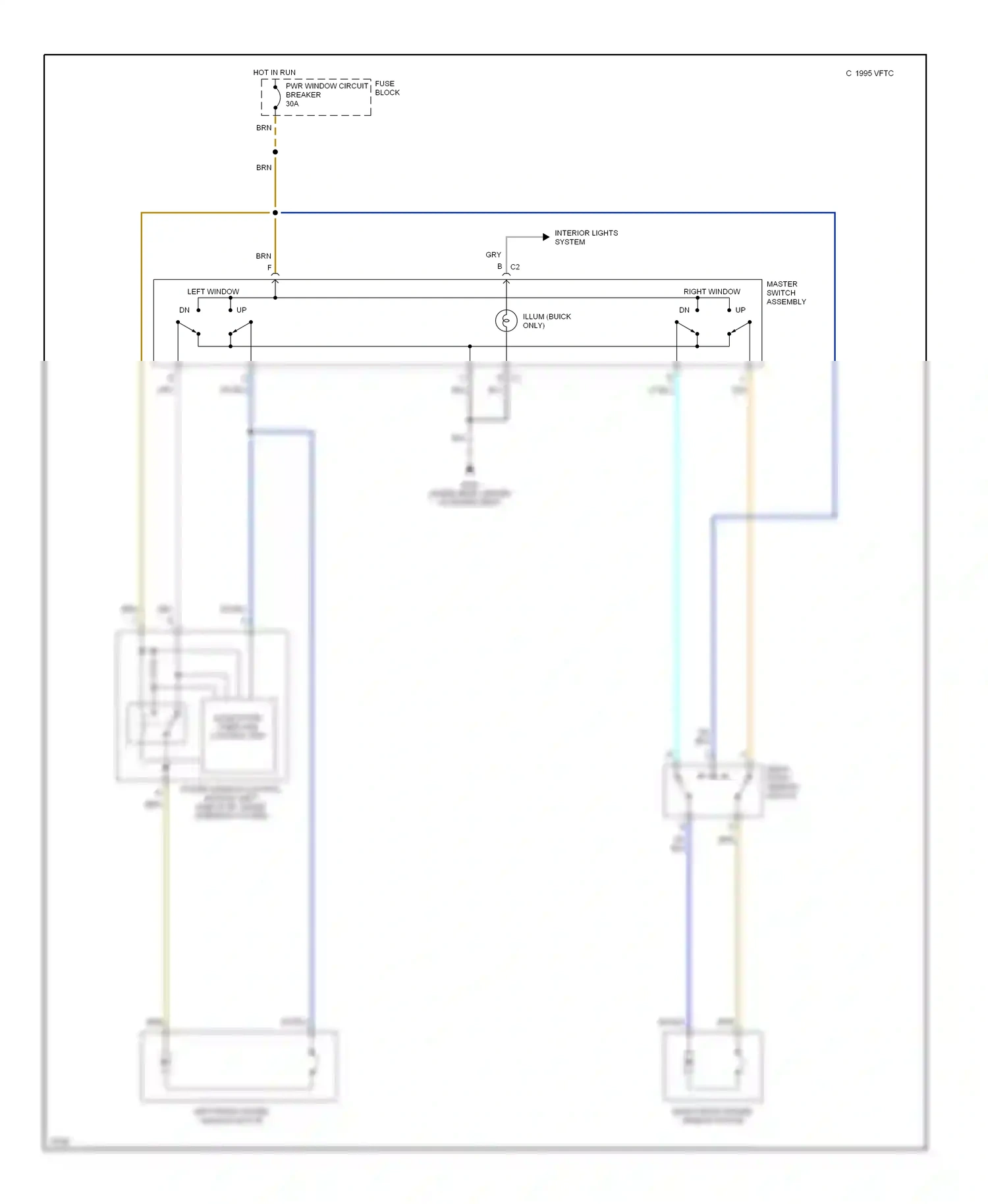 Wiring diagram master switch assembly for Oldsmobile Achieva I (1991-1997) (2 of 3)