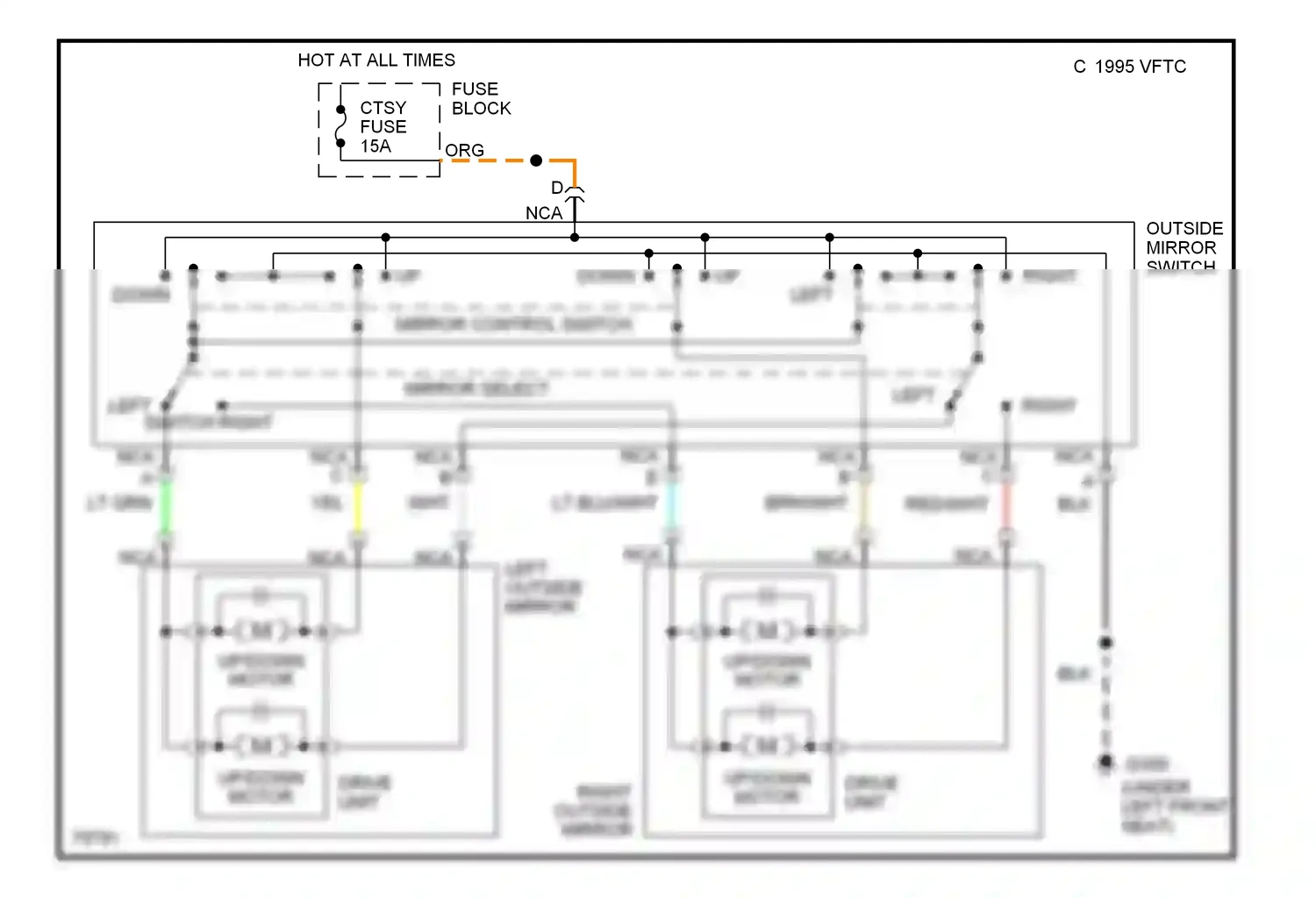 Wiring diagram mirror select switch right for Oldsmobile Achieva I (1991-1997) (1 of 1)