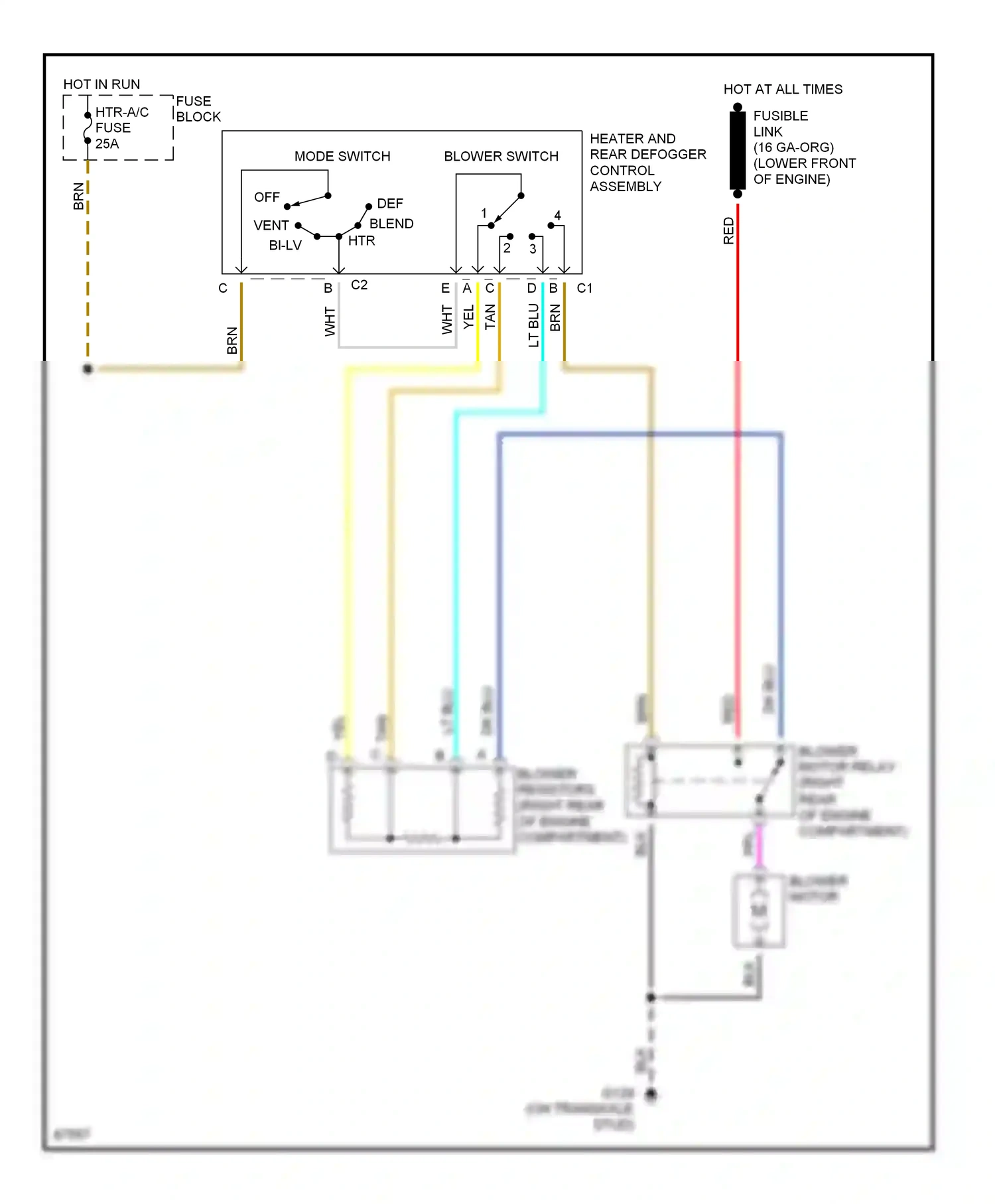 Wiring diagram mode switch for Oldsmobile Achieva I (1991-1997) (2 of 2)