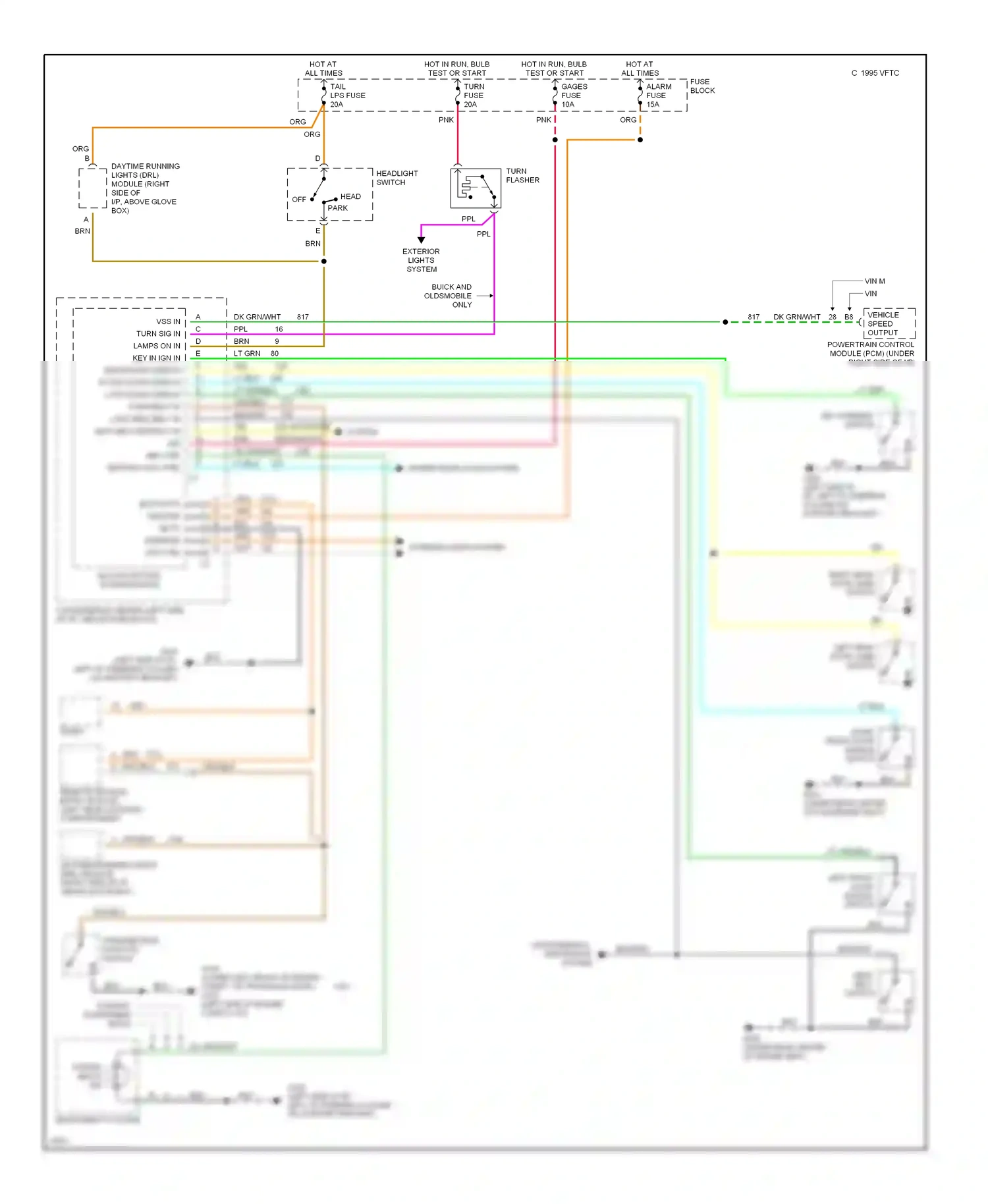 Wiring diagram multi-function alarm module for Oldsmobile Achieva I (1991-1997) (6 of 6)