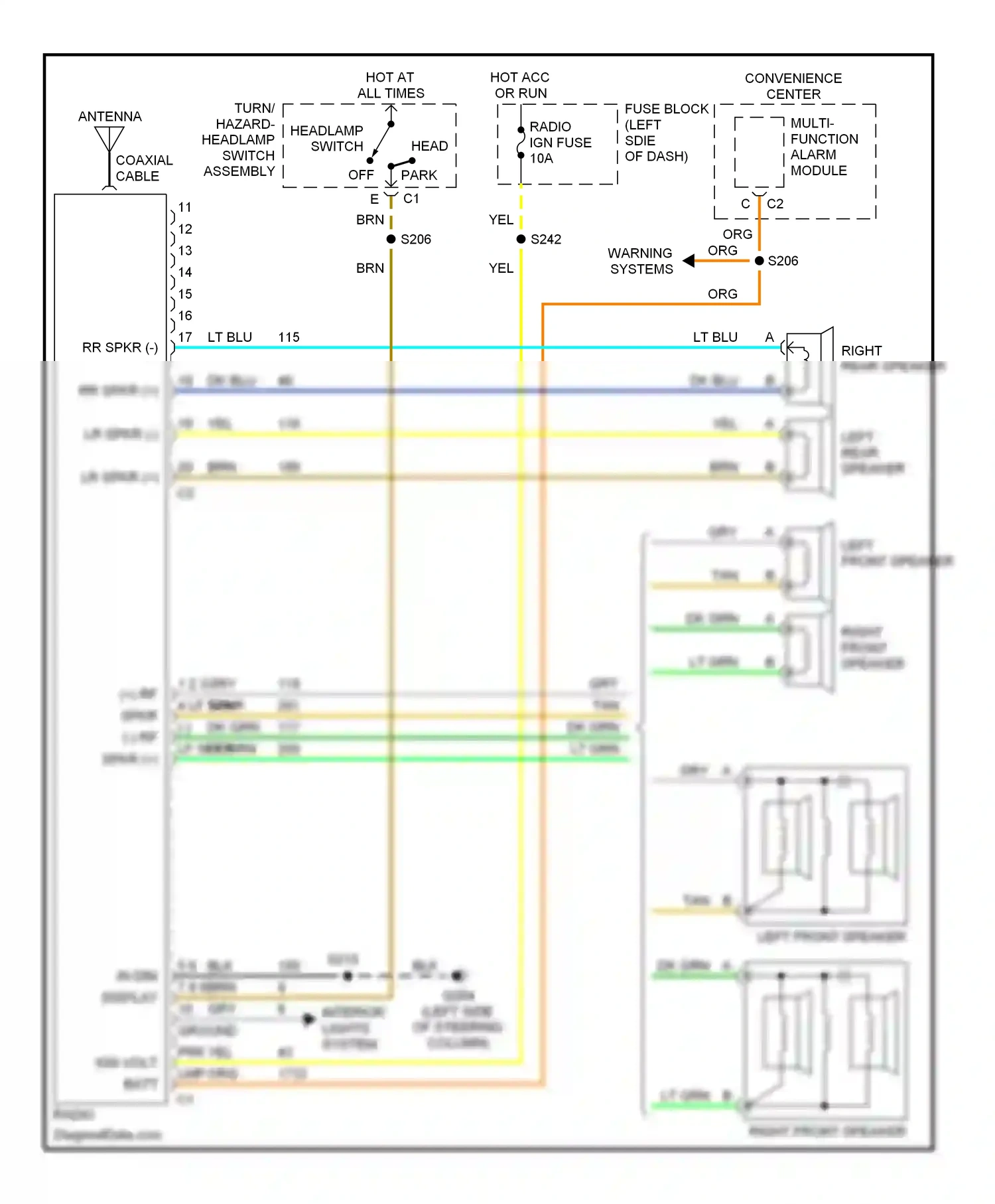 Wiring diagram multi-function alarm module for Oldsmobile Achieva I (1991-1997) (5 of 6)