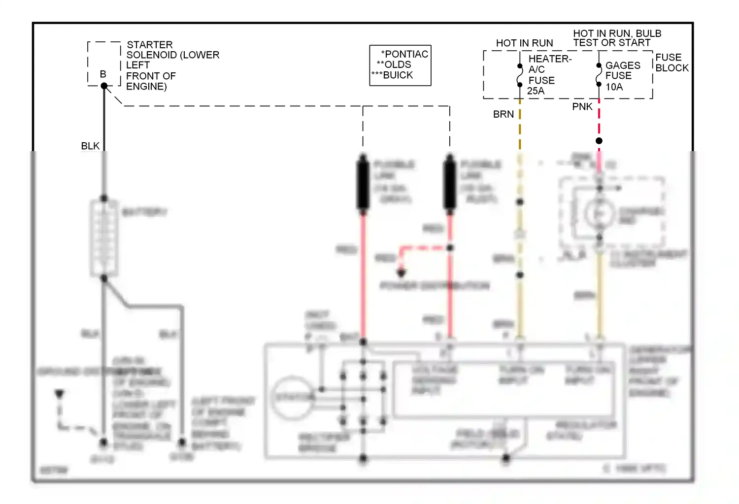 Wiring diagram rectifier bridge for Oldsmobile Achieva I (1991-1997) (1 of 1)