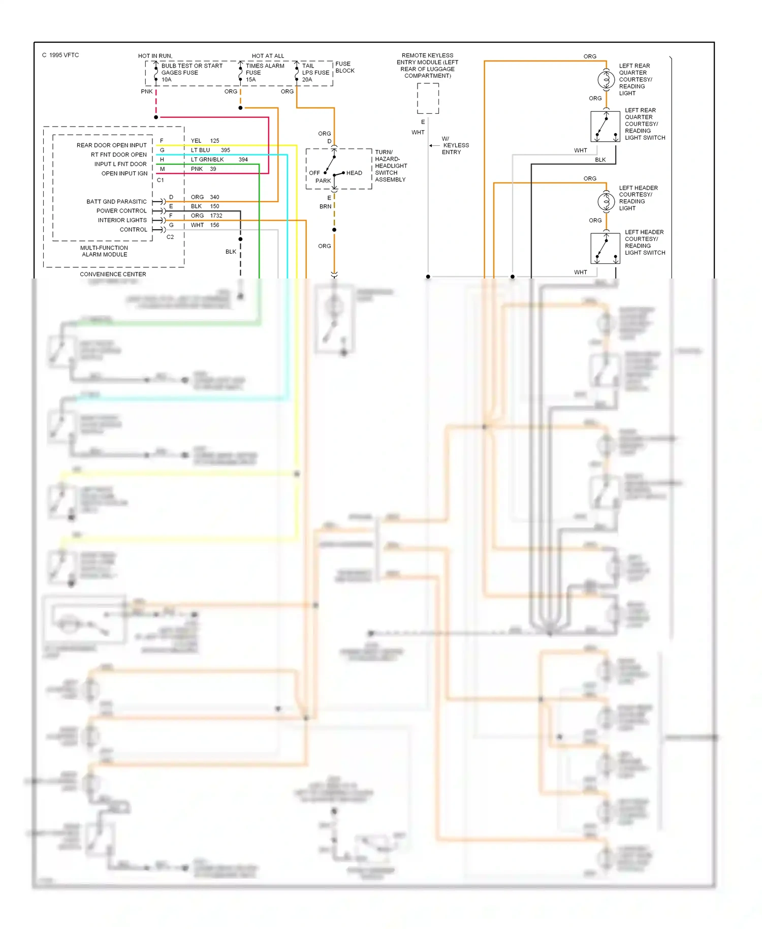 Wiring diagram right header courtesy light for Oldsmobile Achieva I (1991-1997) (1 of 1)