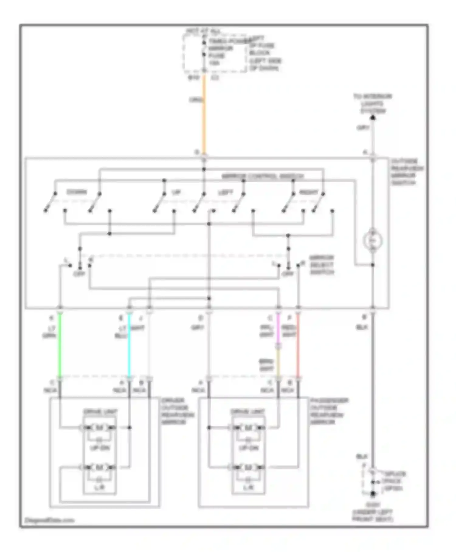 Alero Oldsmobile I (1999-2004): Power mirror circuit