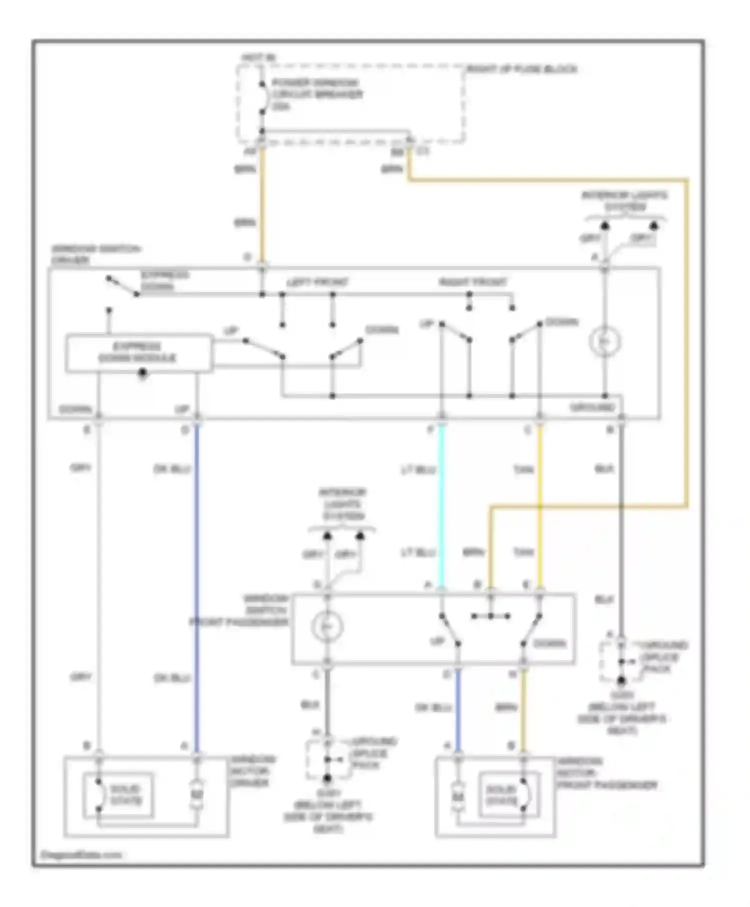 Alero Oldsmobile I (1999-2004): Power window circuit, 2 door