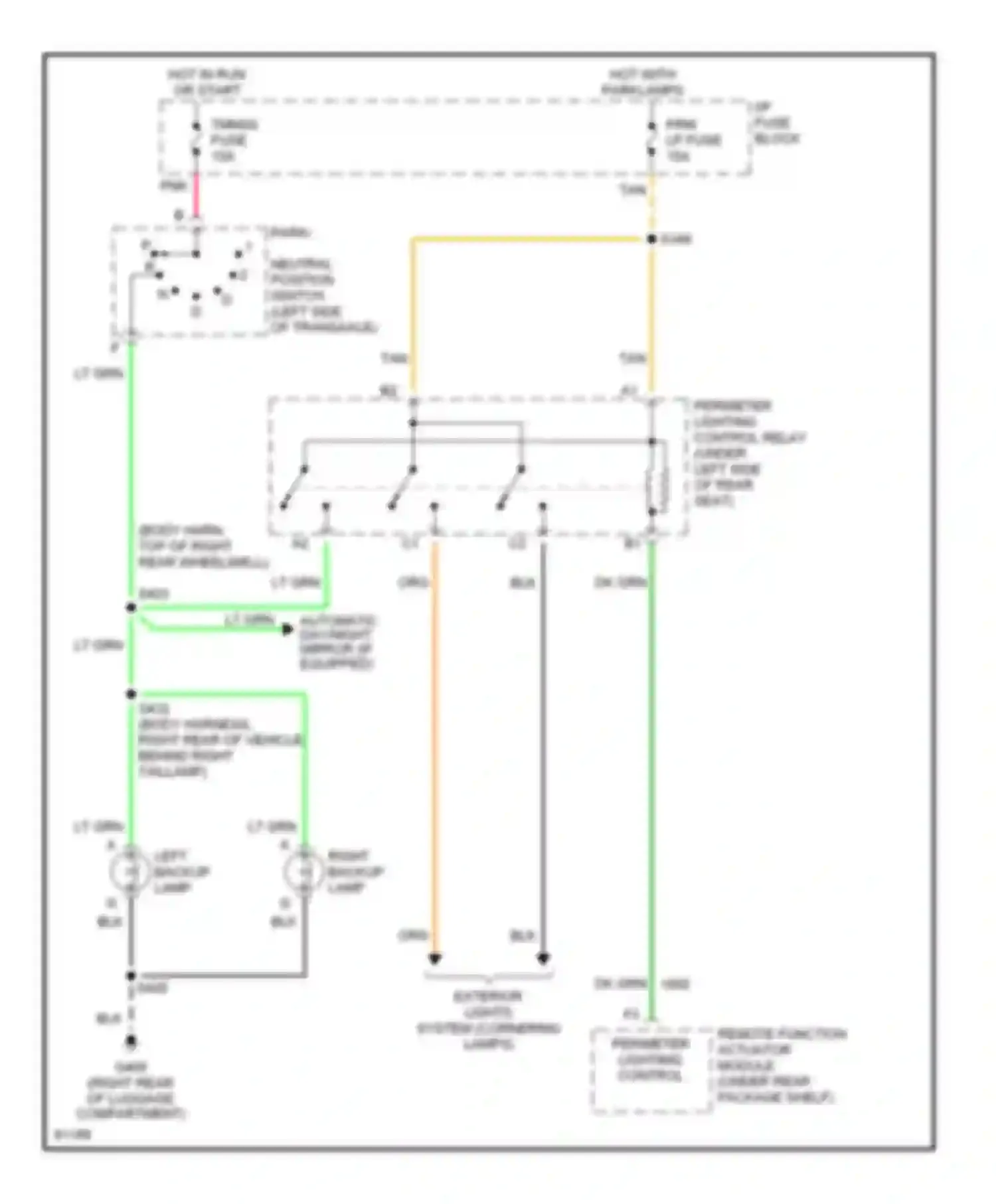 Aurora Oldsmobile I (1994-1999): Back-up lamps circuit