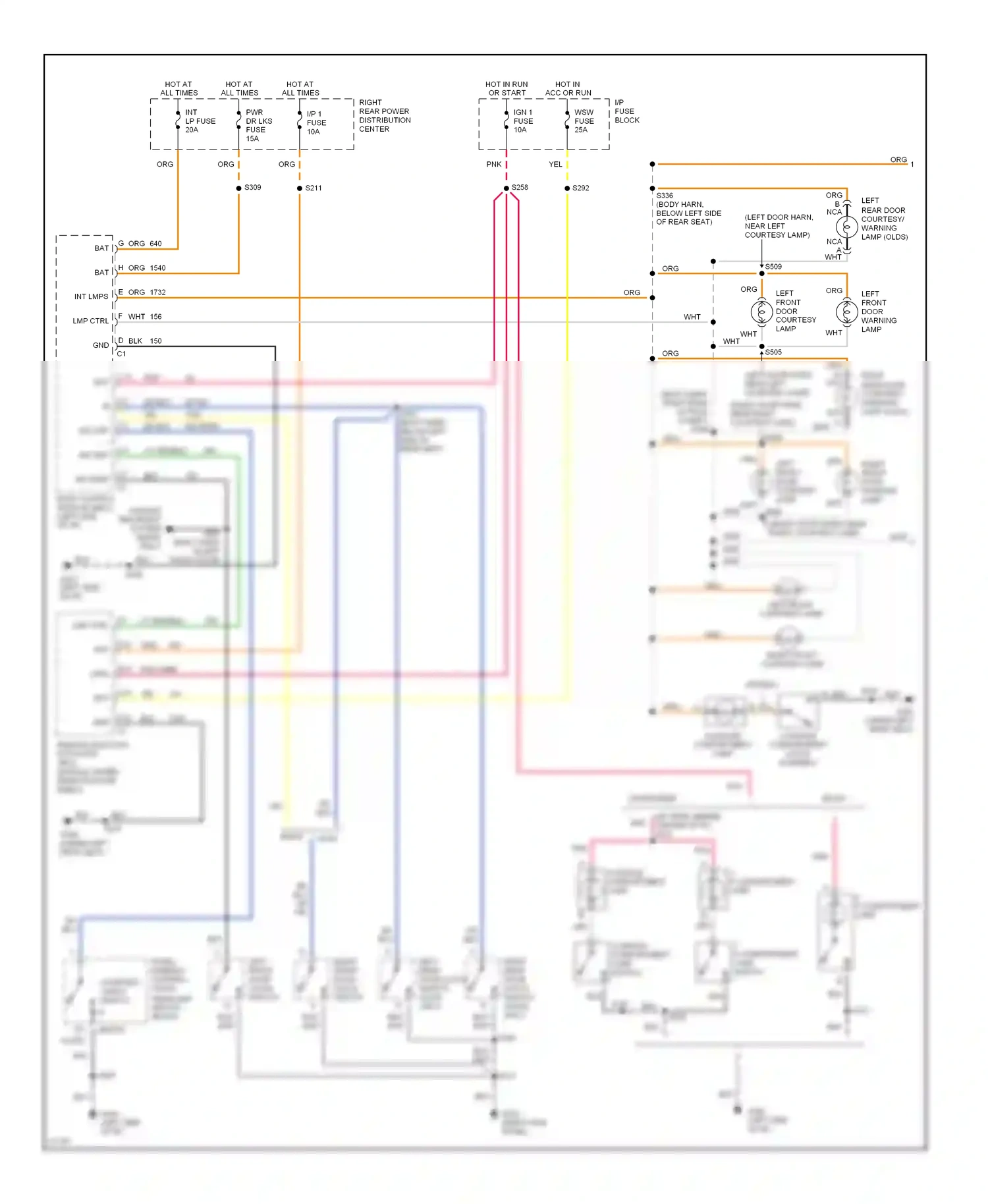 Oldsmobile Aurora I (1994-1999) remote function actuator (rfa) module (under rear package shelf) wiring diagram  (1 of 2)