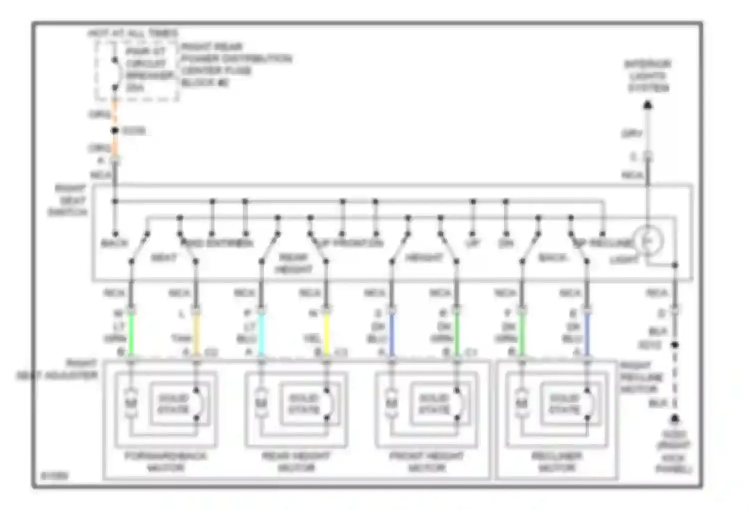 Wiring diagram right seat adjuster for Oldsmobile Aurora I (1994-1999) (1 of 1)