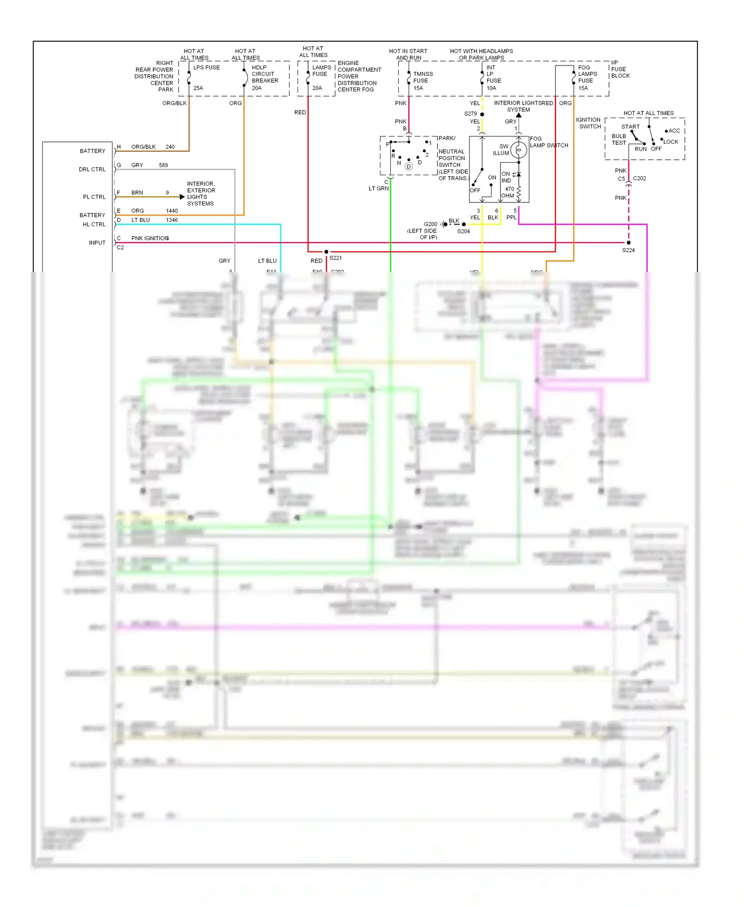 Oldsmobile Aurora I (1994-1999) shift interlock system wiring diagram  (1 of 1)