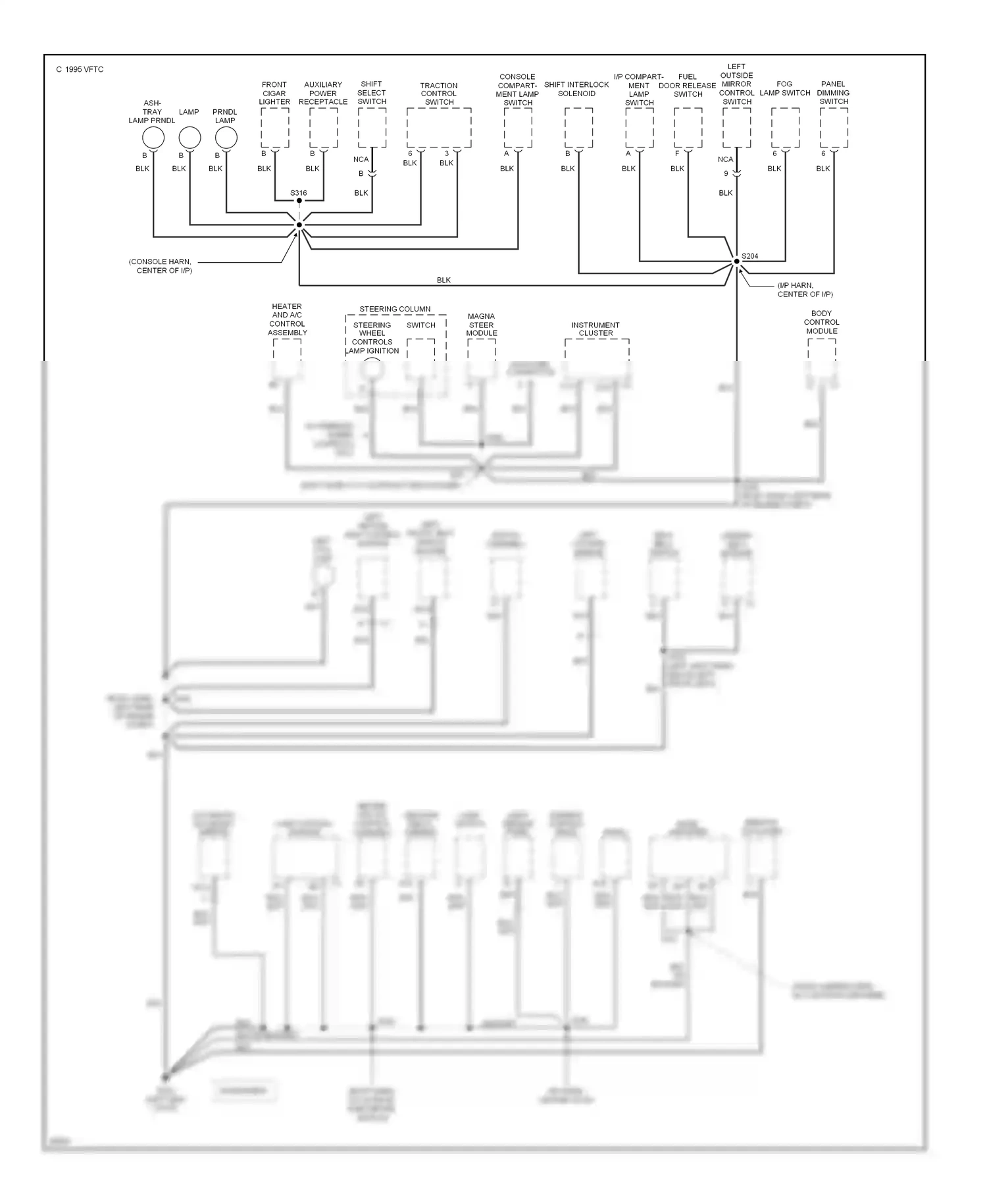 Oldsmobile Aurora I (1994-1999) shift select switch wiring diagram  (2 of 2)