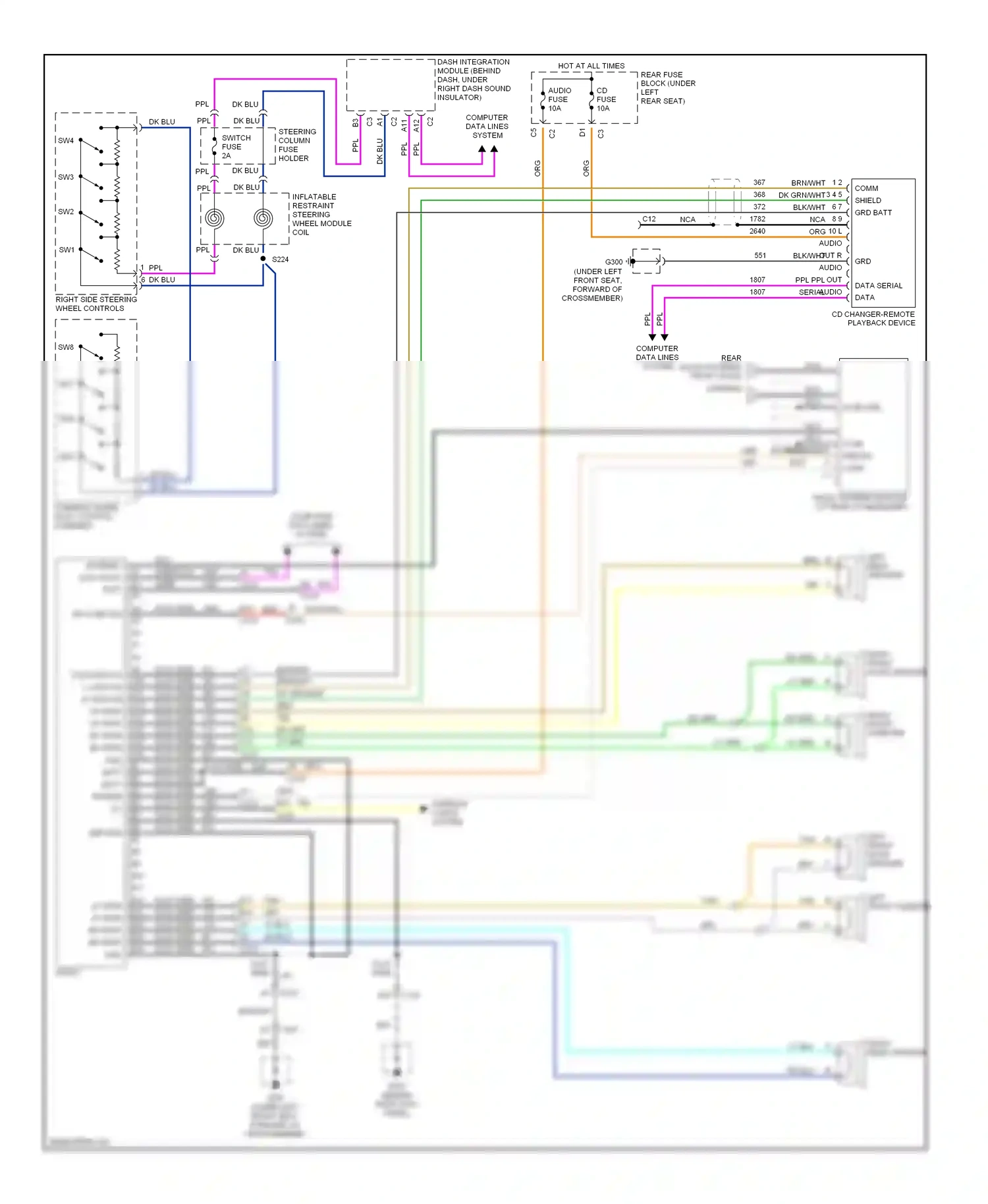Oldsmobile Aurora II (1999-2003) dash integration module (behind dash, under right dash sound insulator) wiring diagram  (3 of 3)