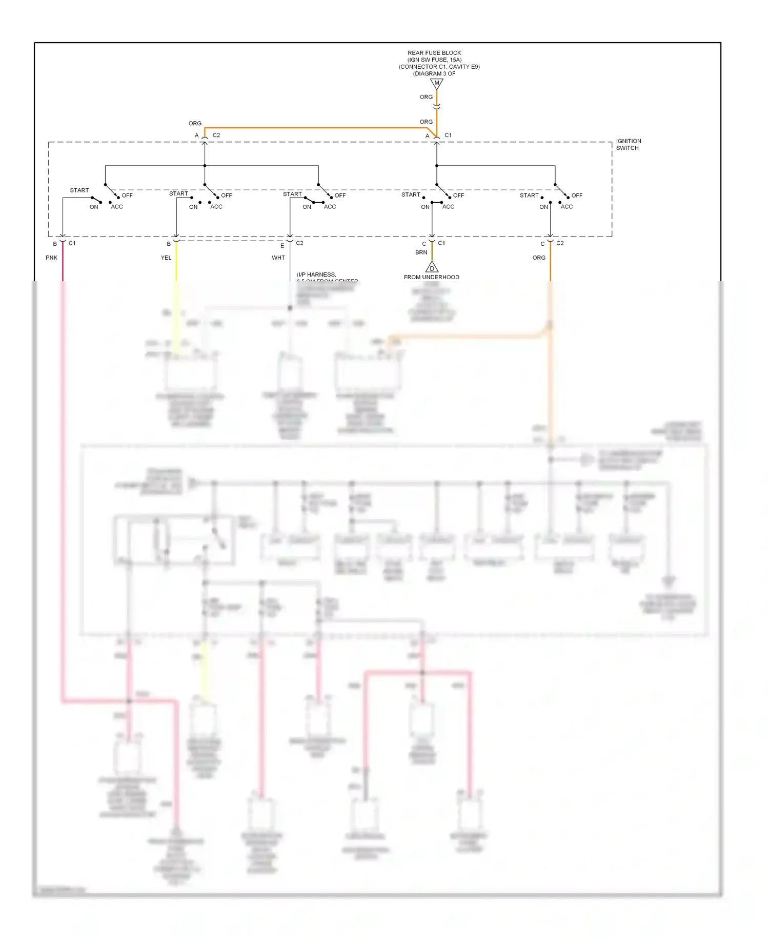 Oldsmobile Aurora II (1999-2003) dash integration module (behind dash, under right dash sound insulator) wiring diagram  (2 of 3)