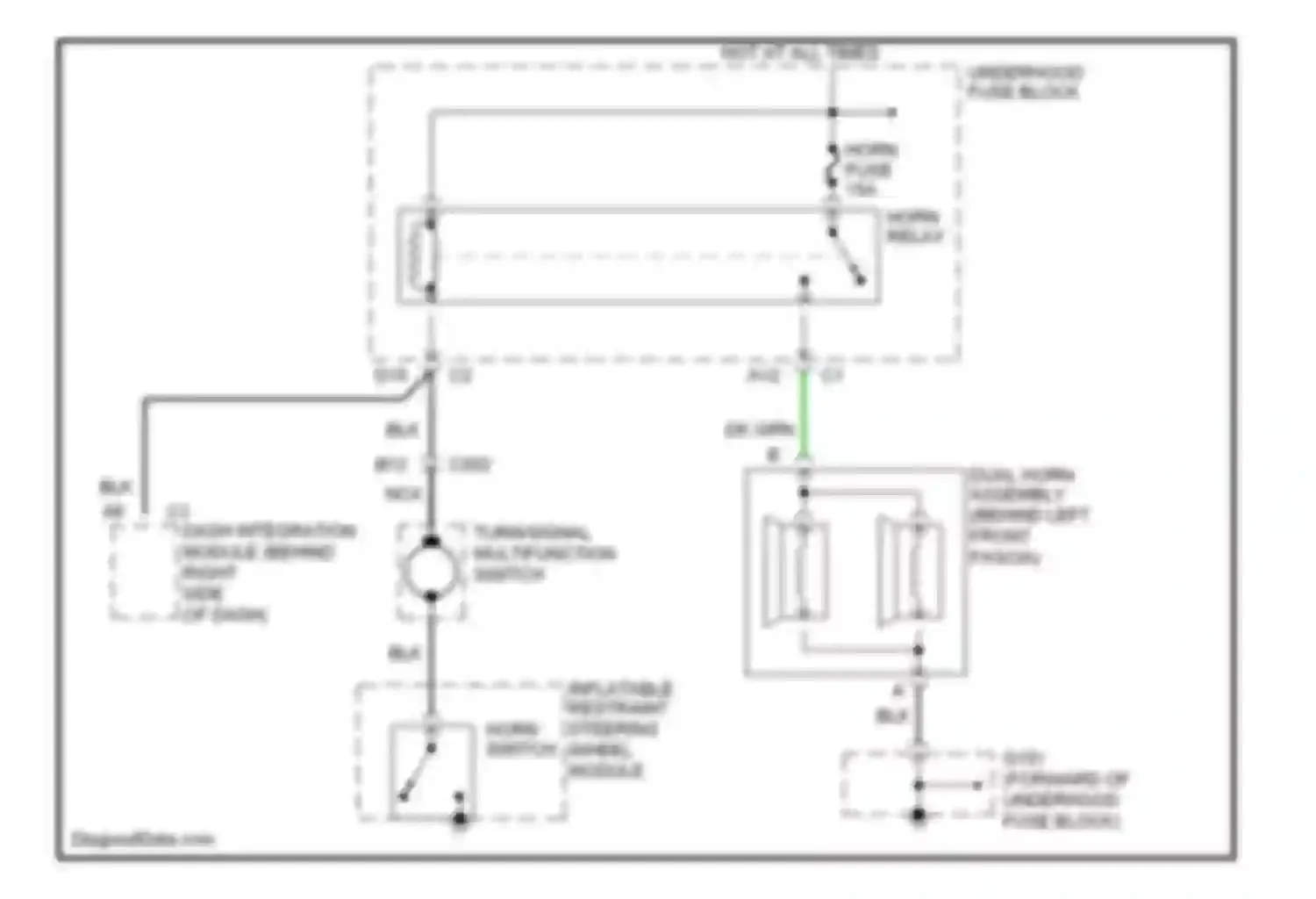 Wiring diagram inflatable restraint steering wheel module for Oldsmobile Aurora II (1999-2003) (1 of 3)
