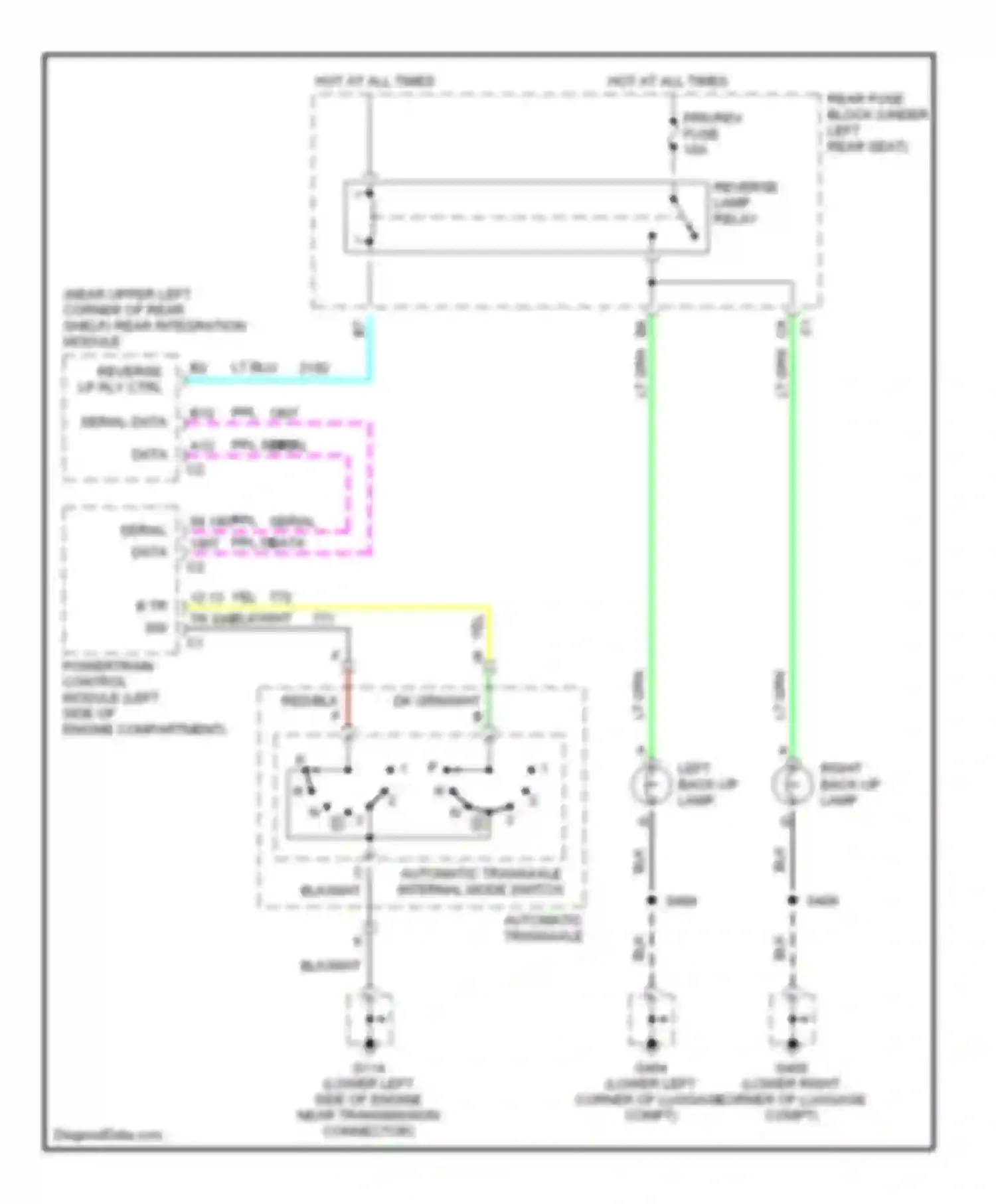 Wiring diagram left back-up lamp for Oldsmobile Aurora II (1999-2003) (1 of 1)