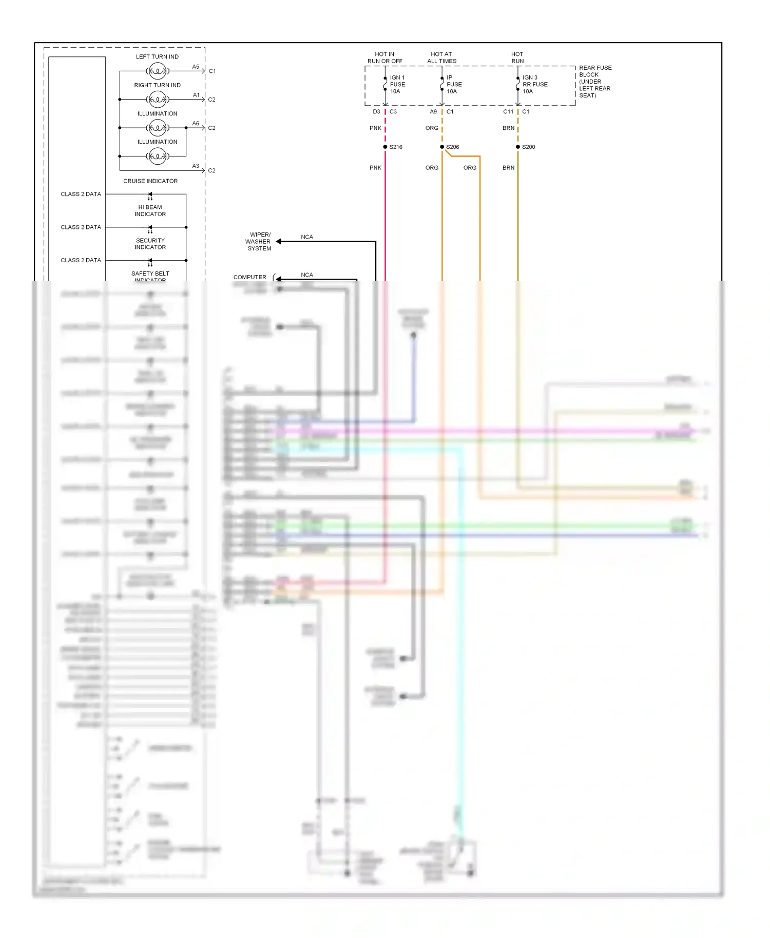 Oldsmobile Aurora II (1999-2003) security indicator wiring diagram  (1 of 1)