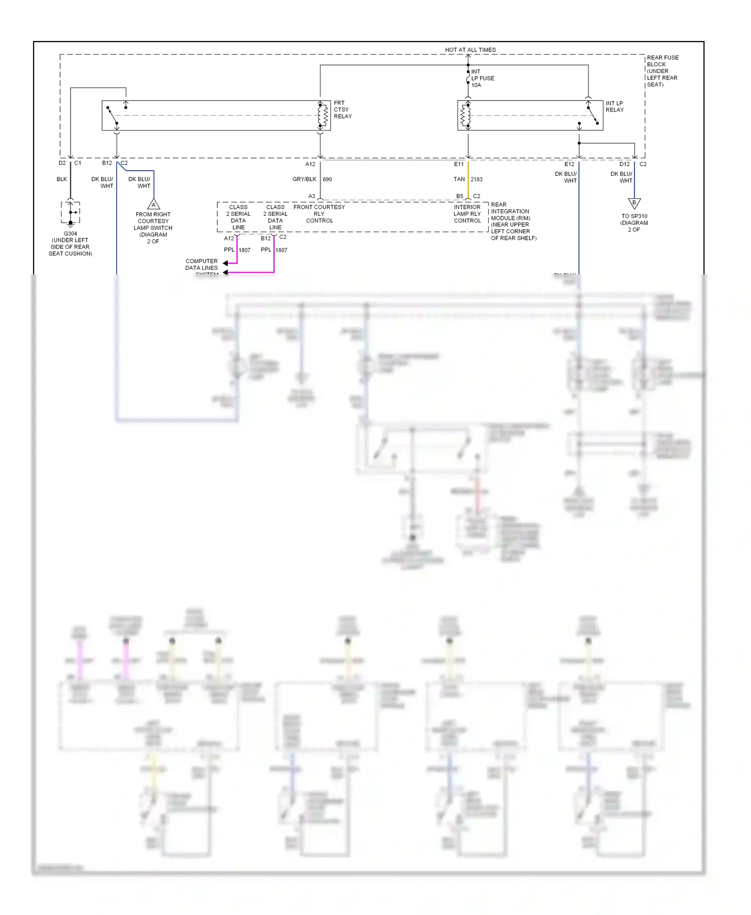 Oldsmobile Aurora II (1999-2003) serial data class 2 wiring diagram  (1 of 3)