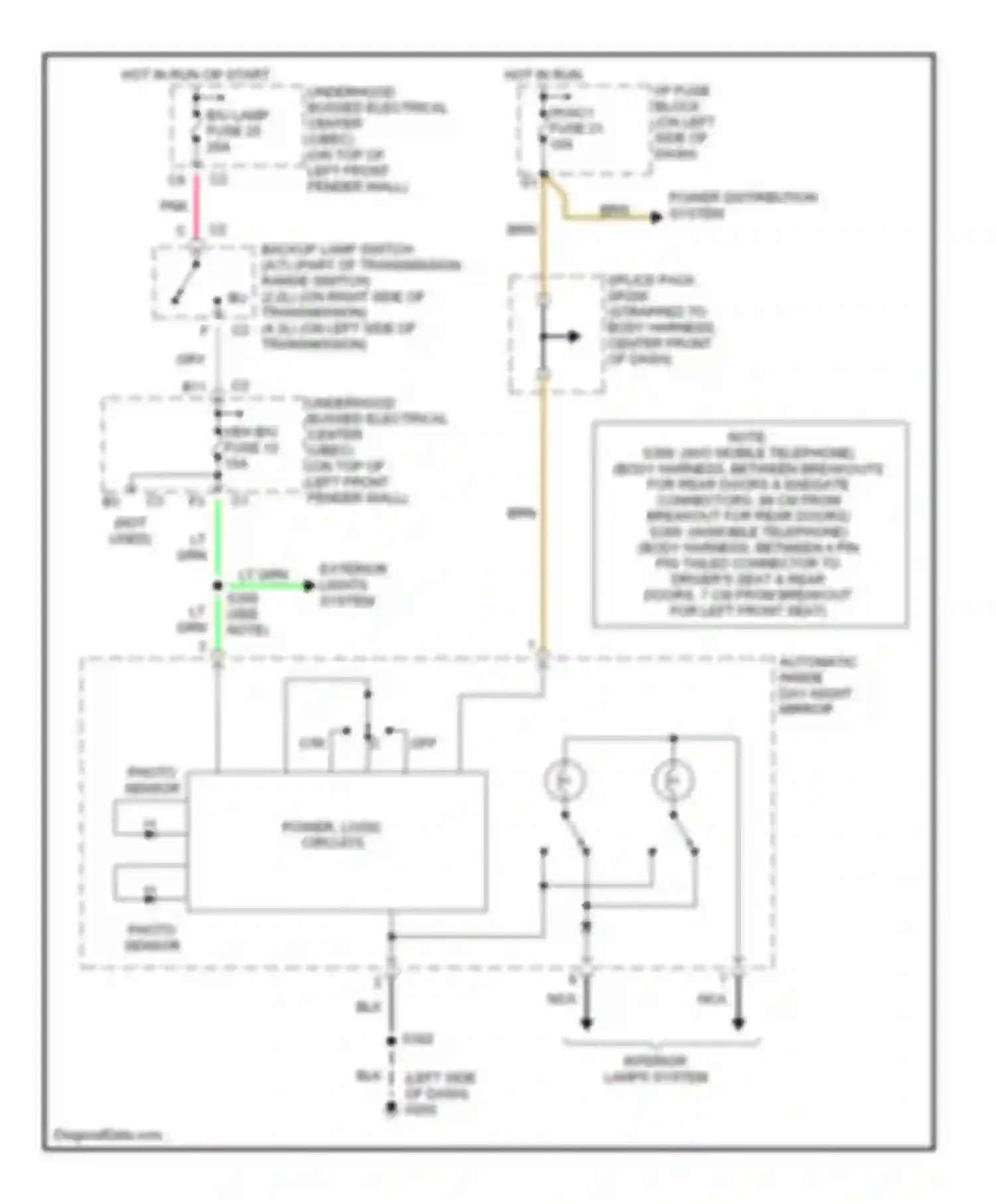 Bravada Oldsmobile II (1995-2001): Electrochromic mirror circuit