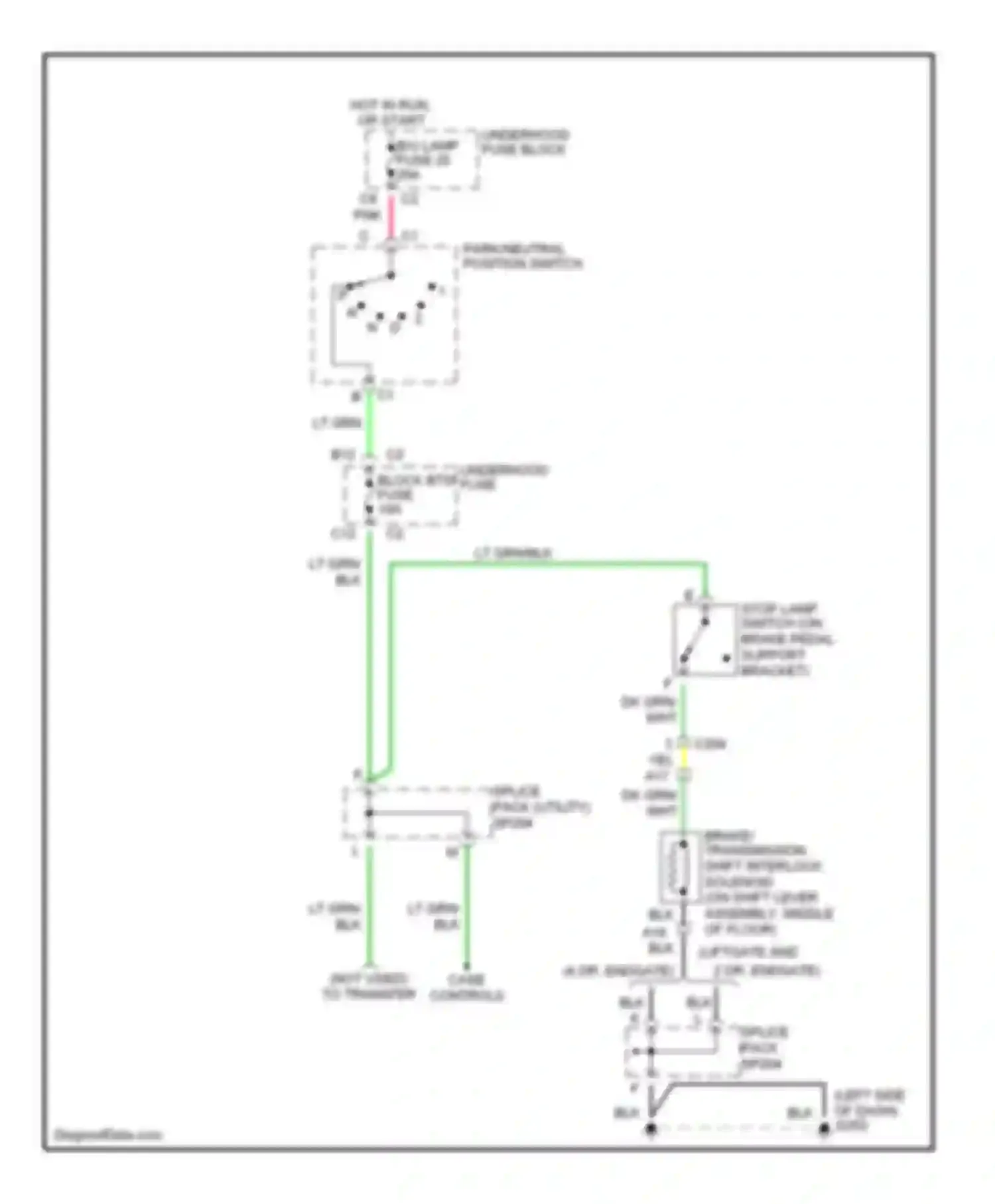 Bravada Oldsmobile II (1995-2001): Shift interlock circuit, with column shift
