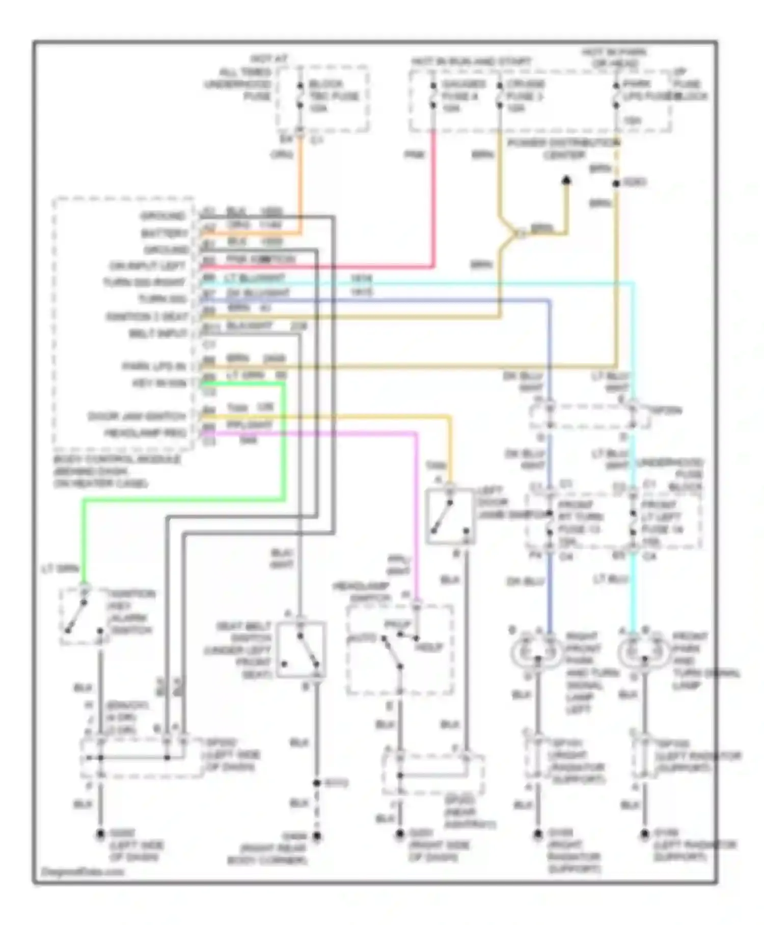 Bravada Oldsmobile II (1995-2001): Warning system circuits