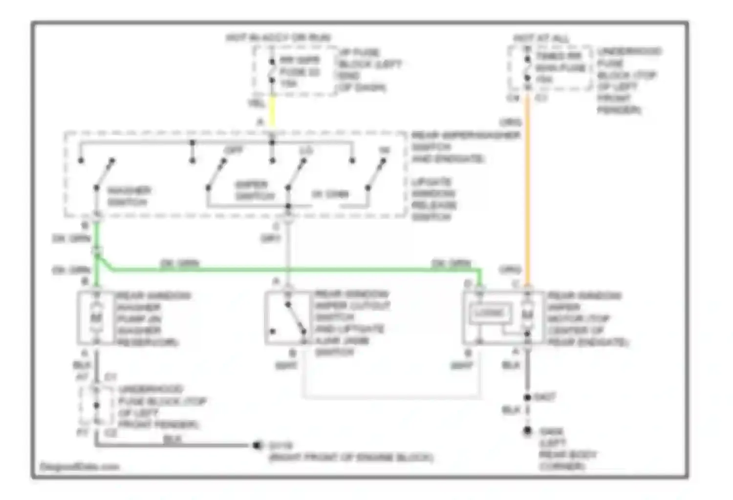 Bravada Oldsmobile II (1995-2001): Rear wiper/washer circuit