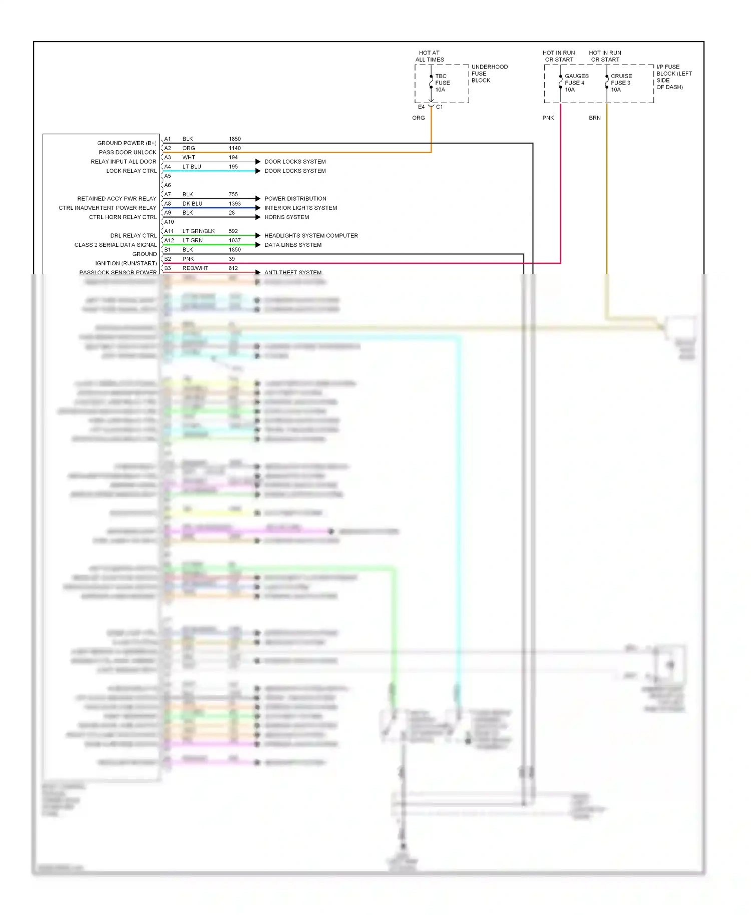 Oldsmobile Bravada II (1995-2001) dimming ctrl input ambient light sensor input wiring diagram  (1 of 1)
