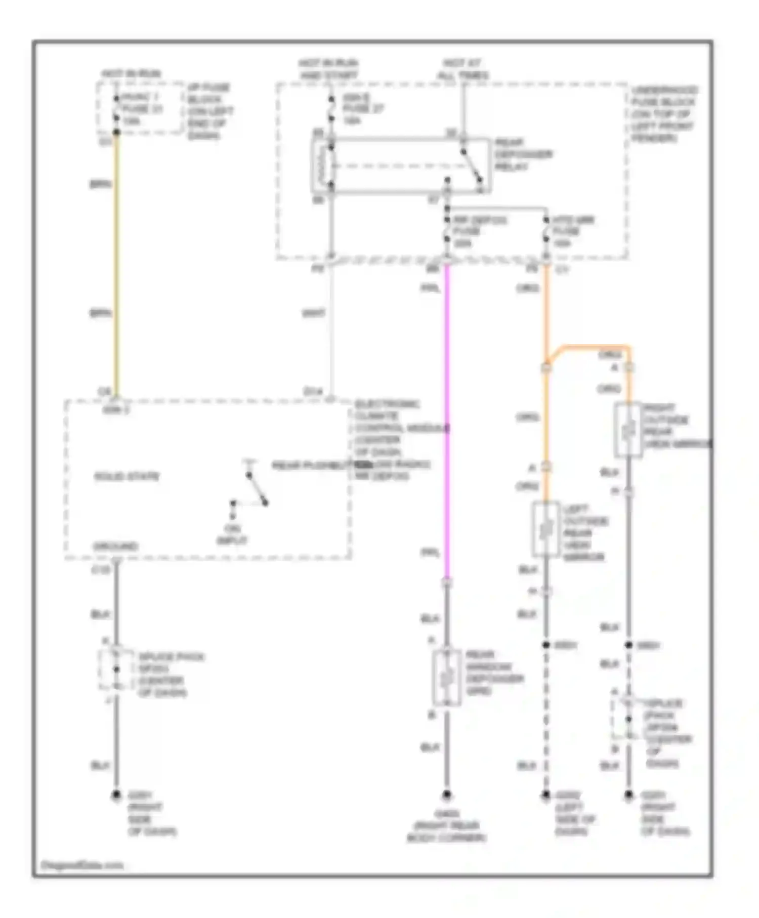 Wiring diagram left outside rear view mirror for Oldsmobile Bravada II (1995-2001) (1 of 2)