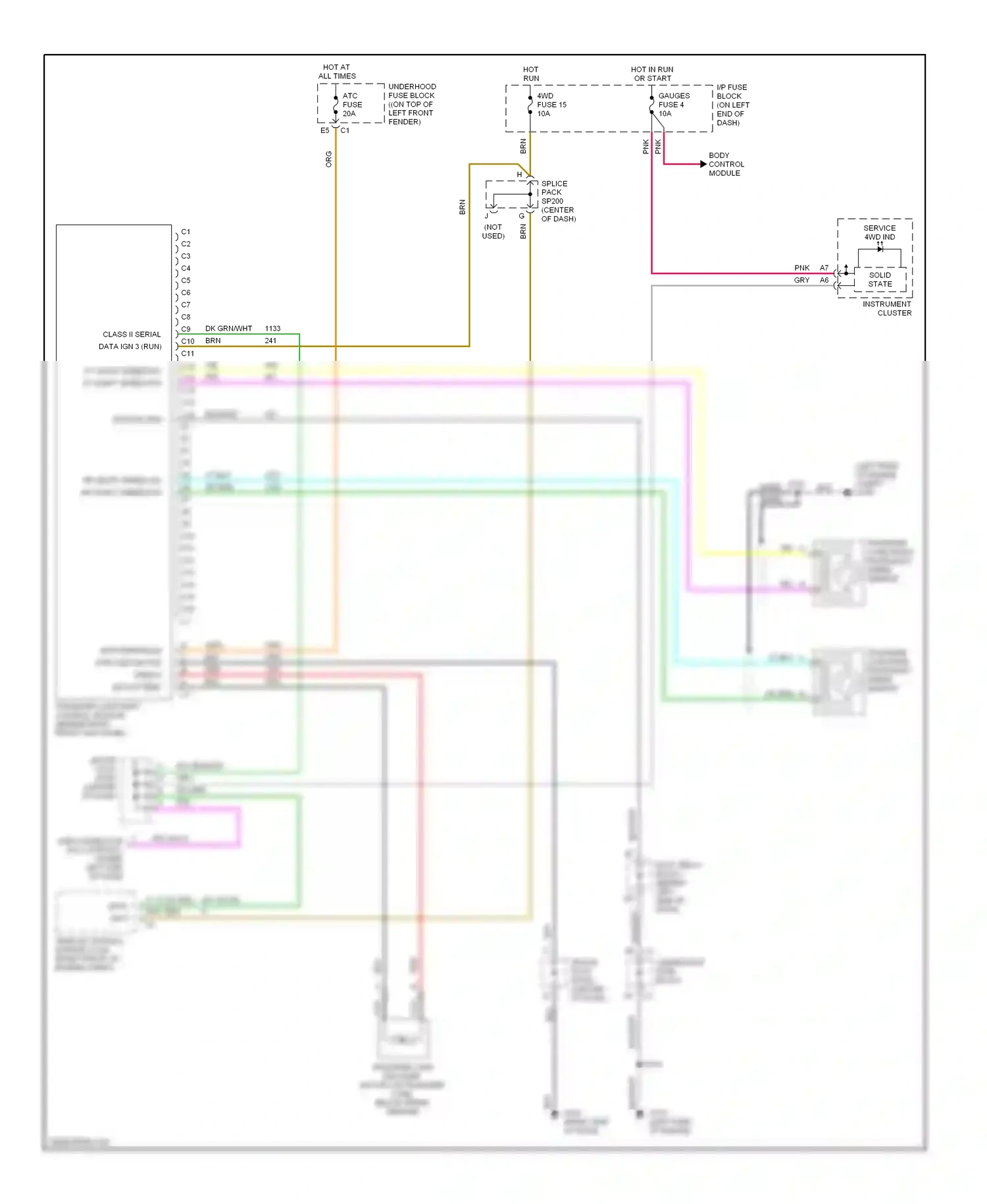 Oldsmobile Bravada II (1995-2001) ppl data link connector (dlc) (partial) (under left side of dash) wiring diagram  (1 of 1)