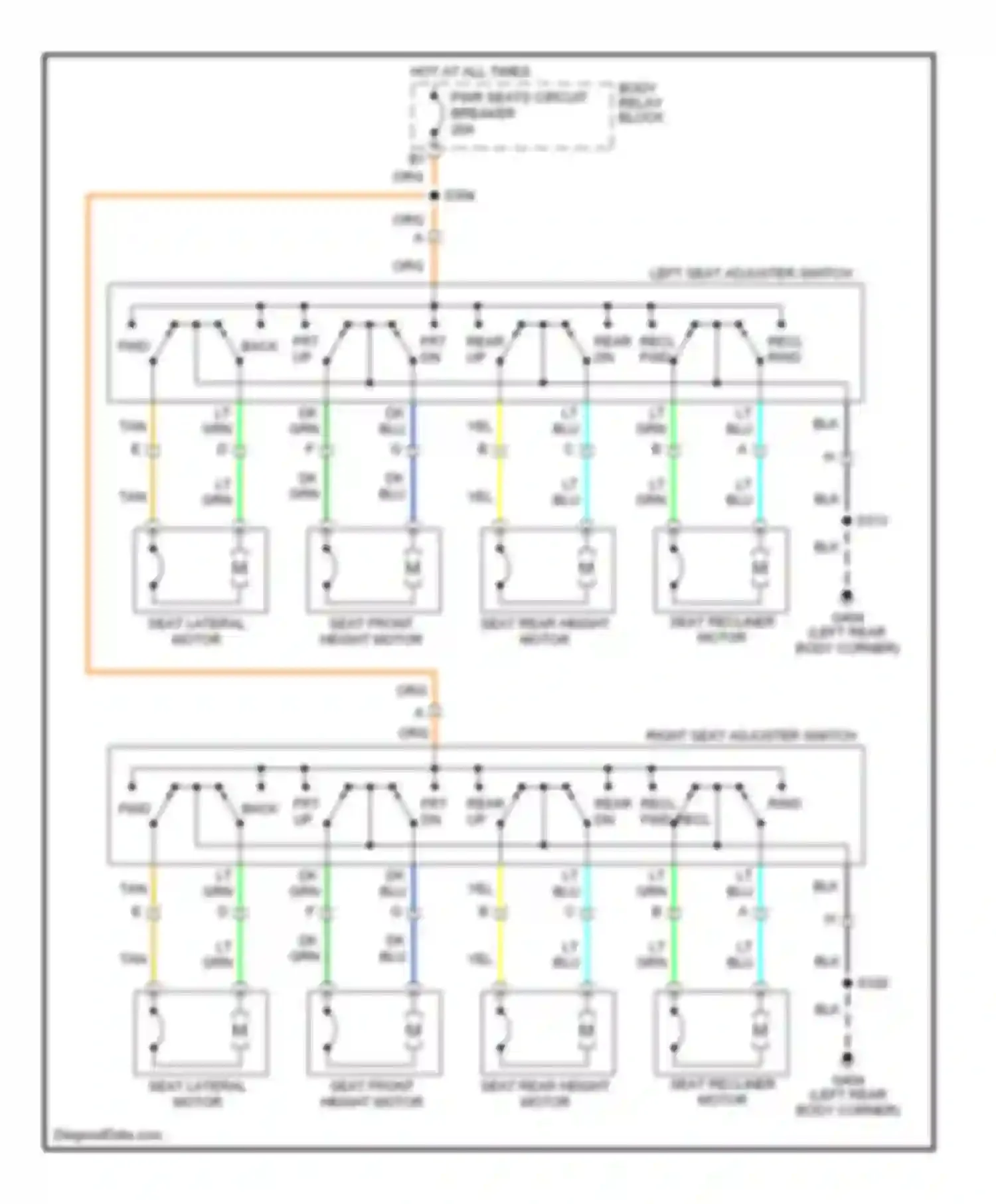 Wiring diagram rear dn recl fwd for Oldsmobile Bravada II (1995-2001) (1 of 1)
