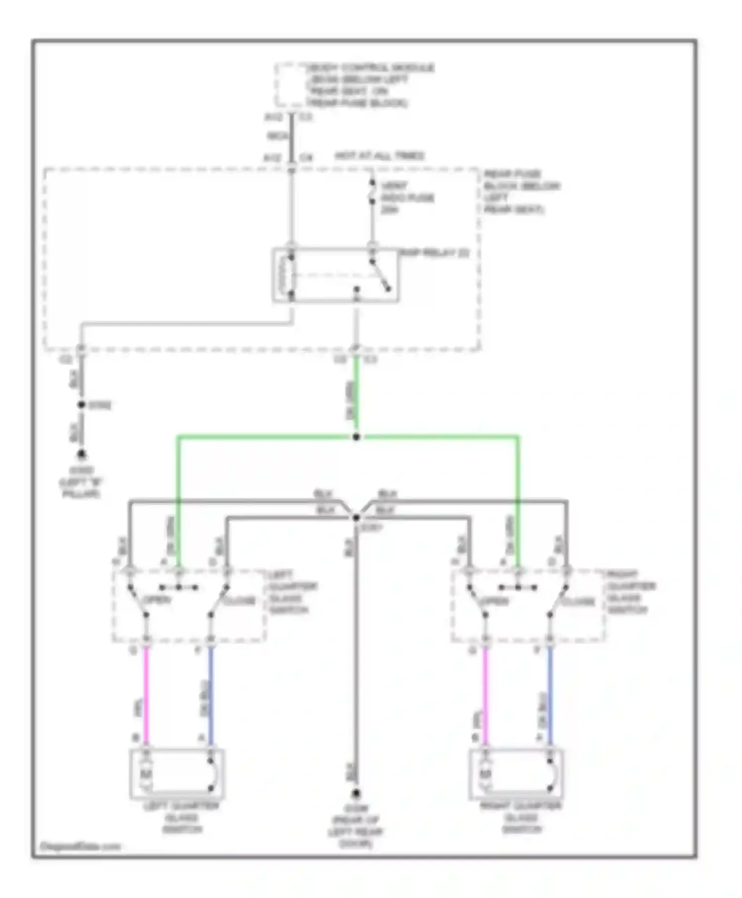 Bravada Oldsmobile III (2001-2004): Rear quarter windows circuit