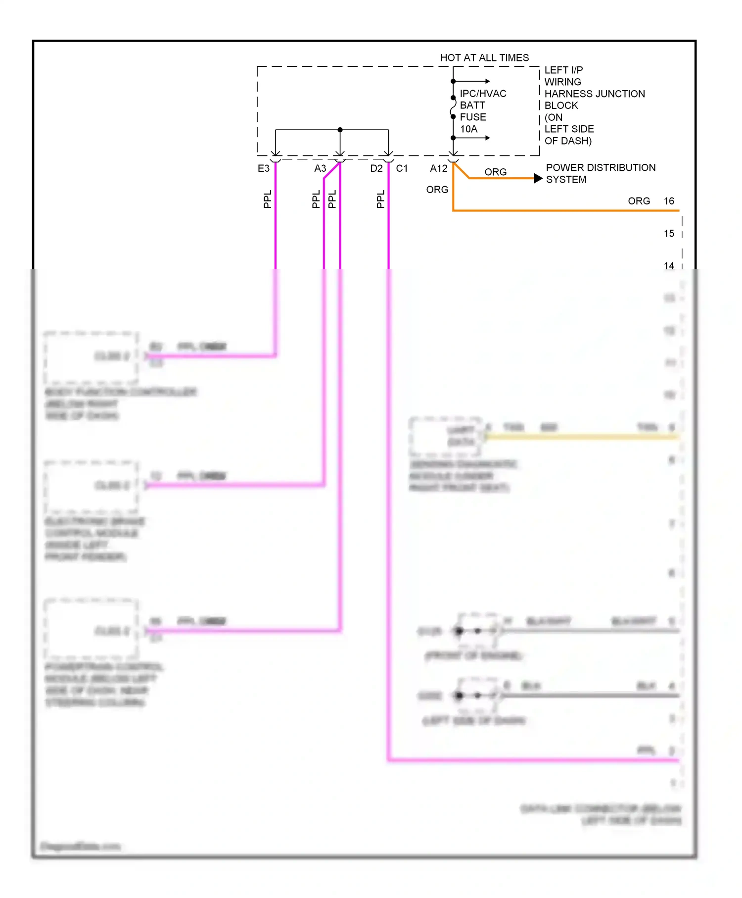 Computer data lines — Computer data lines. Oldsmobile Cutlass VI (1997-1999)