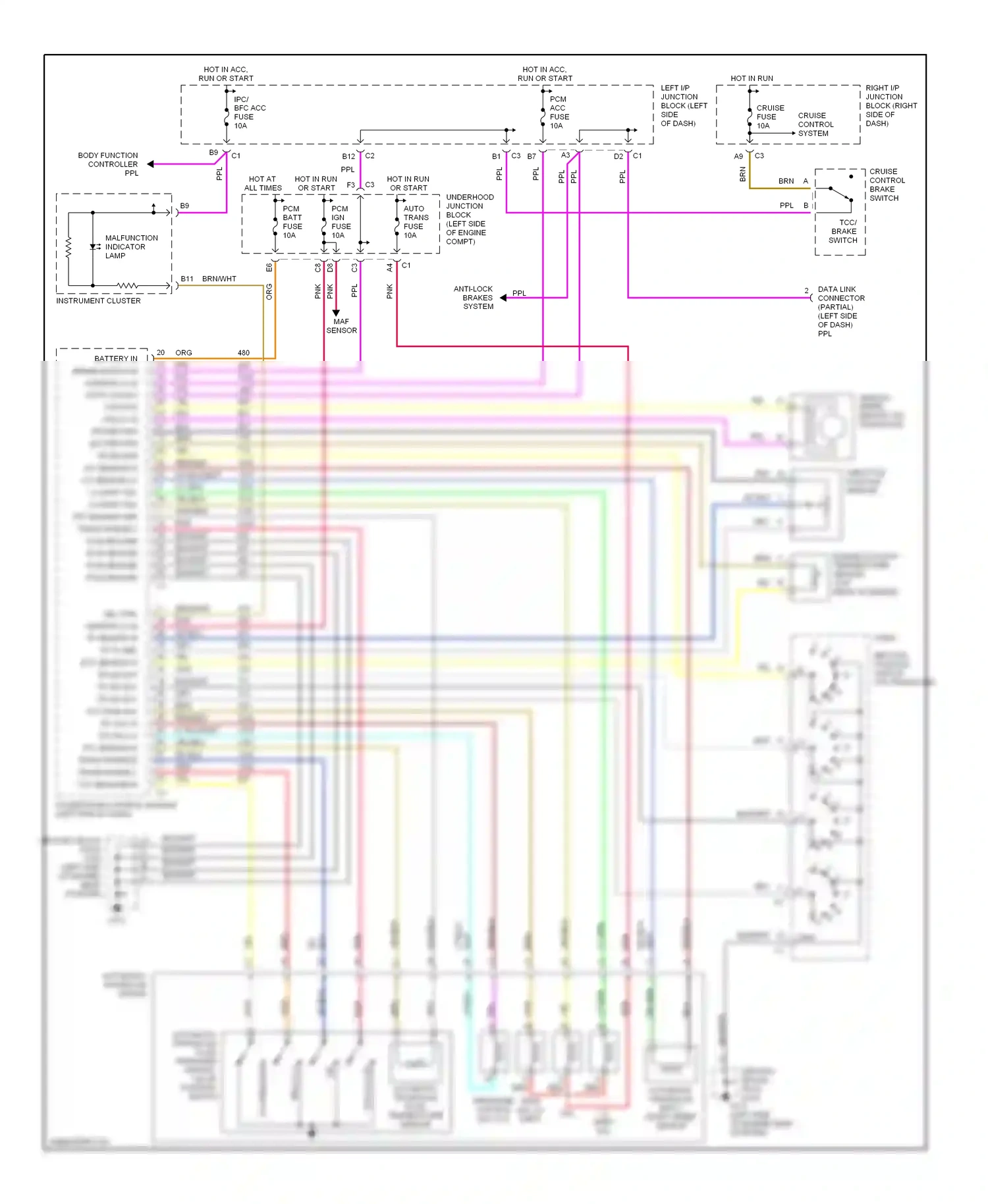 Wiring diagram body function controller ppl for Oldsmobile Cutlass VI (1997-1999) (1 of 1)
