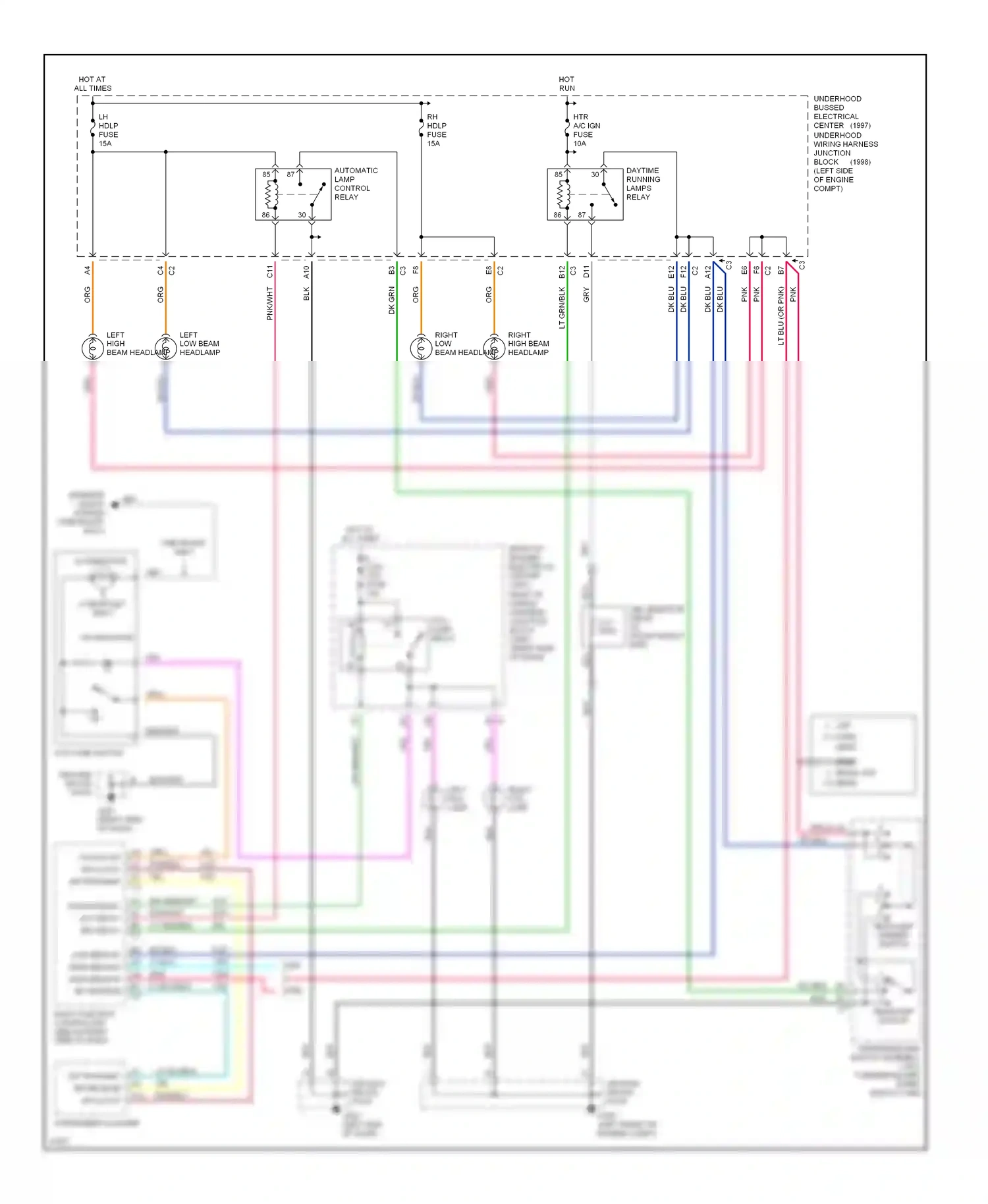 Wiring diagram dk blu for Oldsmobile Cutlass VI (1997-1999) (6 of 14)