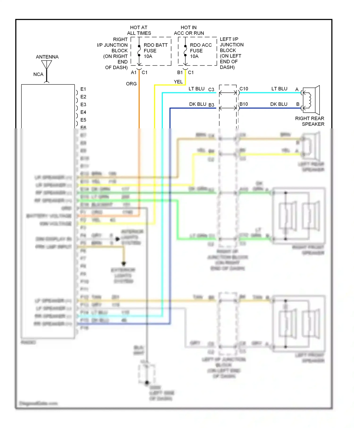 Wiring diagram dk blu for Oldsmobile Cutlass VI (1997-1999) (14 of 14)