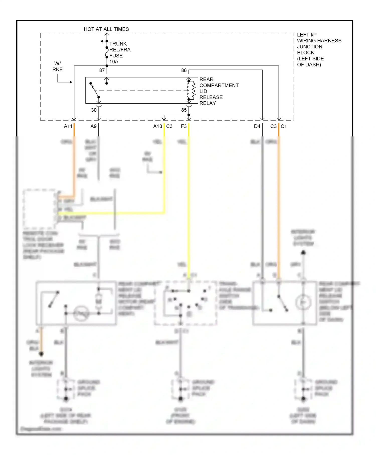 Wiring diagram ground splice pack for Oldsmobile Cutlass VI (1997-1999) (6 of 7)