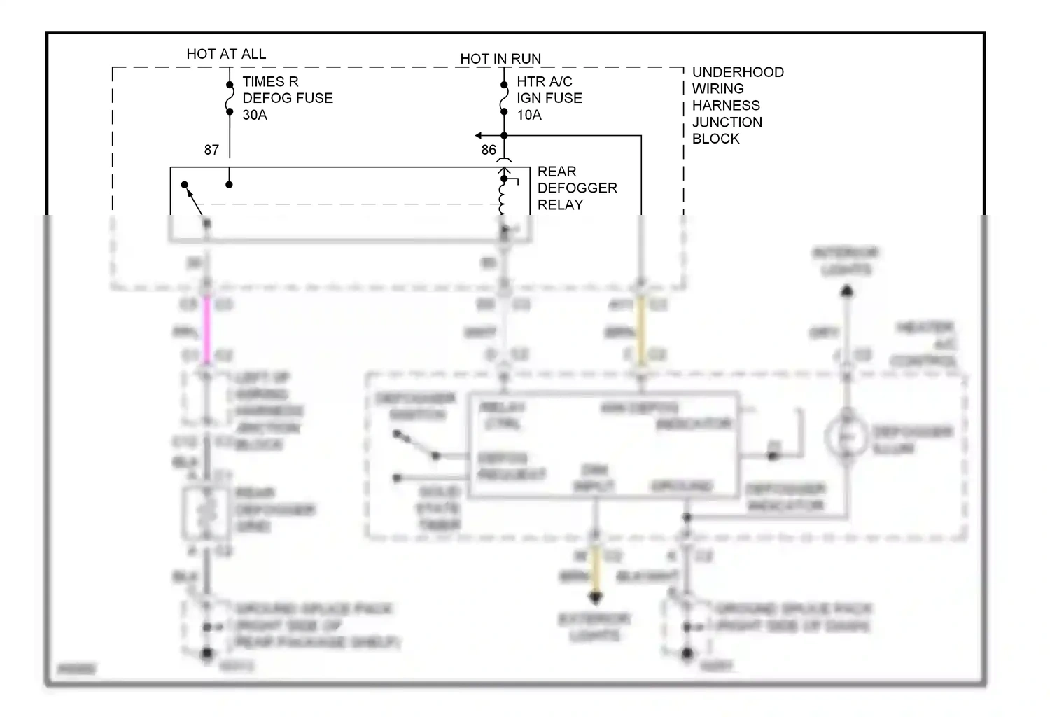 Wiring diagram interior lights for Oldsmobile Cutlass VI (1997-1999) (1 of 2)