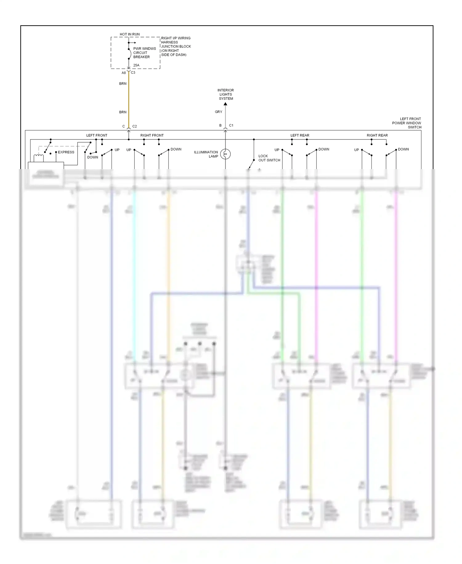 Wiring diagram left front for Oldsmobile Cutlass VI (1997-1999) (1 of 1)